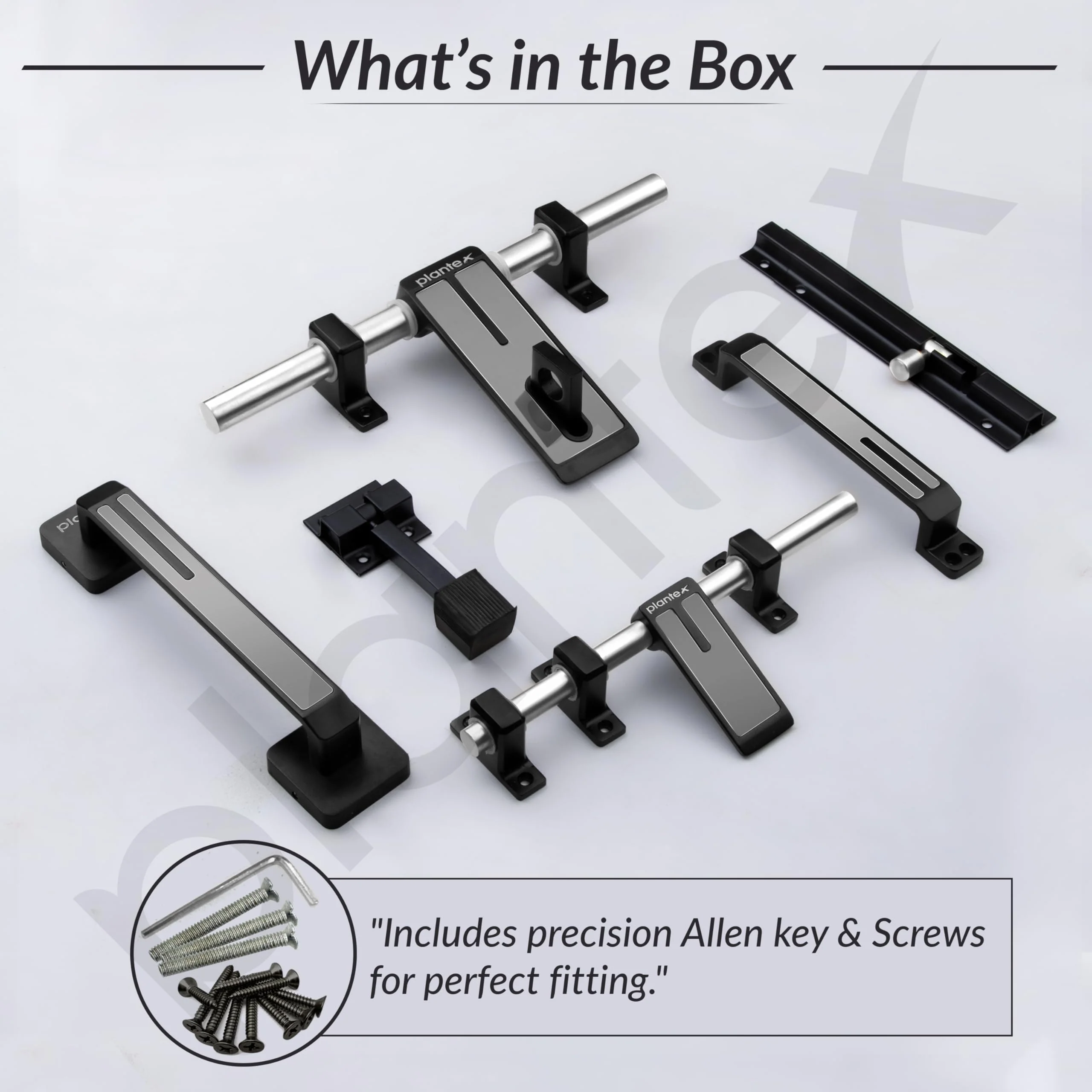 Plantex Stainless Steel Door Kit for Single Door/Door Accessories (10-inch Al-Drop,8-inch Latch,2 Handles,7-inch Tower Bolt and 4-inch Door Stopper-(Chrome & Z-Black) - Image 5