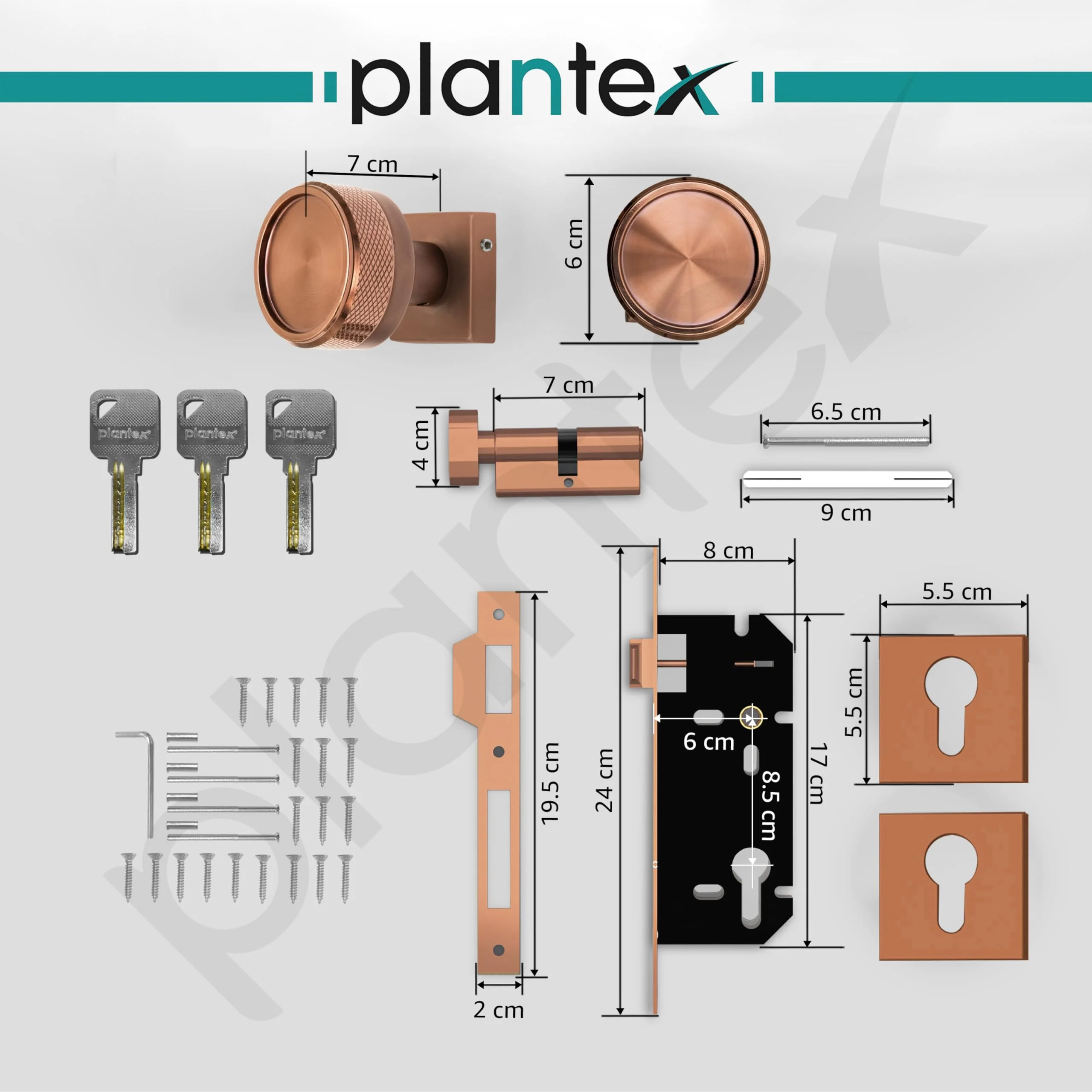 Plantex Stainless Steel Door Lock/Heavy Duty Main Door Knob Lock With 3 Keys/Mortise Door Lock For Home/Office/Hotel With 3 Years Warranty(Pvd Rose Gold) - Image 3