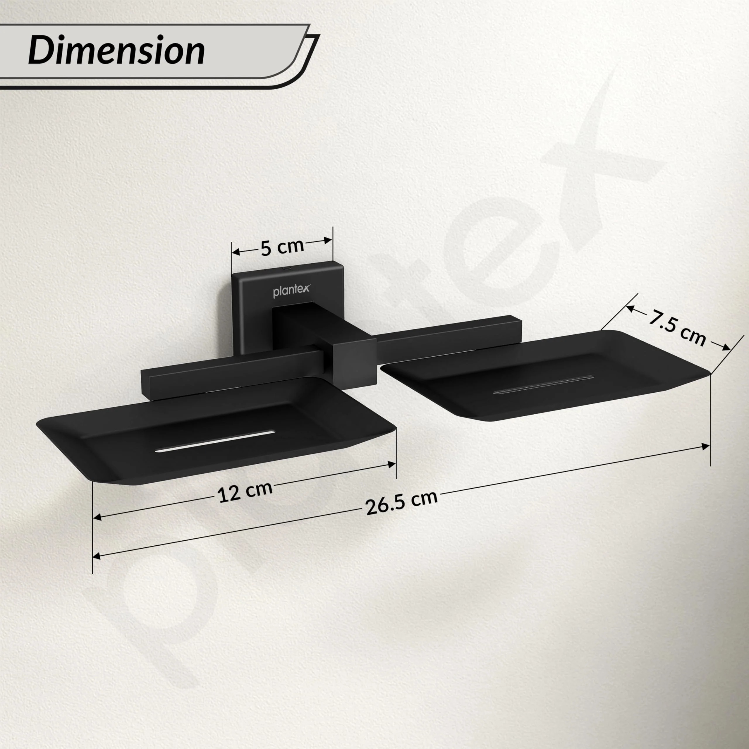 Plantex Stainless Steel Double Soap Holder for Bathroom/Soap Case/Dual Soap Dish/Bathroom Accessories - Aqua (Black) - Image 4