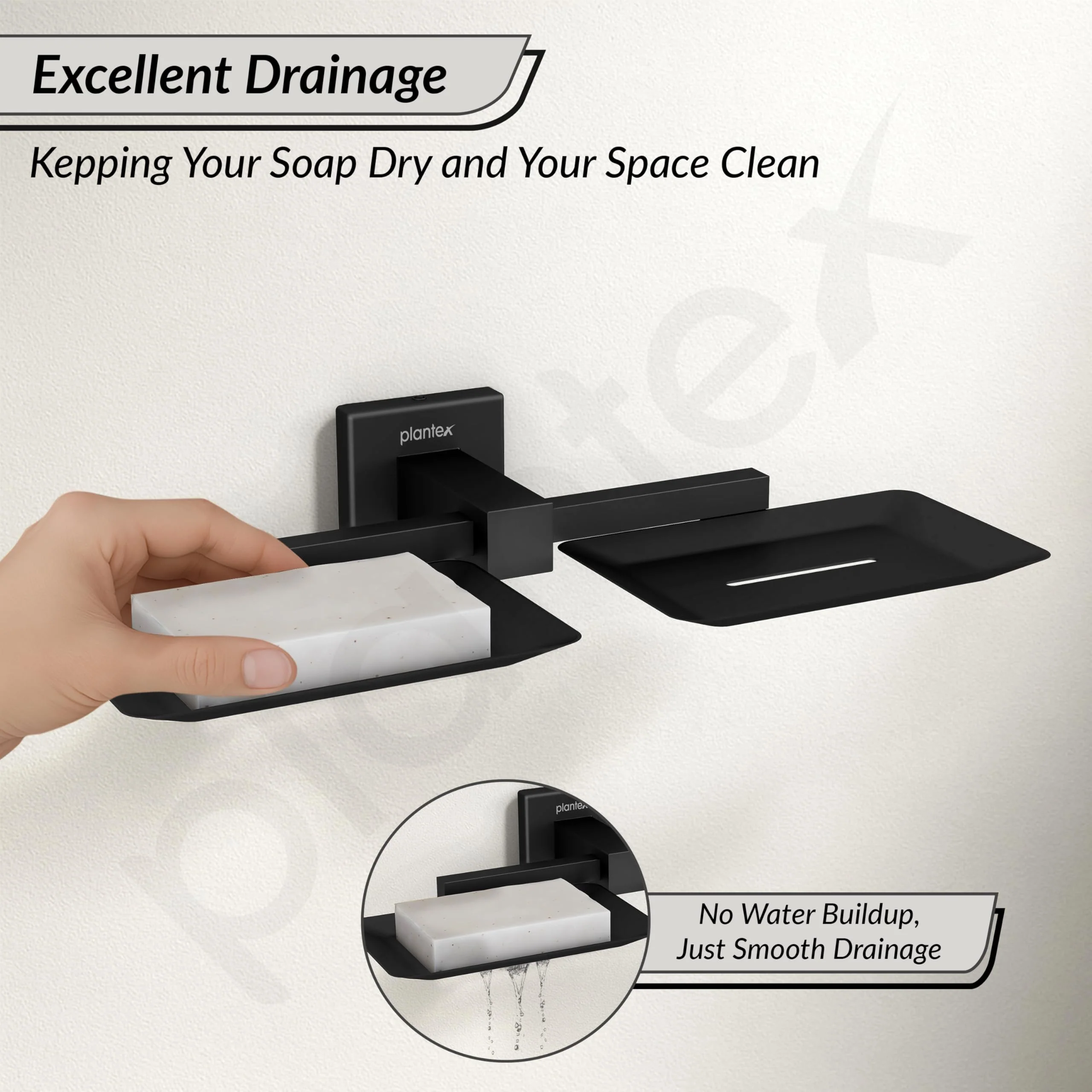 Plantex Stainless Steel Double Soap Holder for Bathroom/Soap Case/Dual Soap Dish/Bathroom Accessories - Aqua (Black) - Image 6