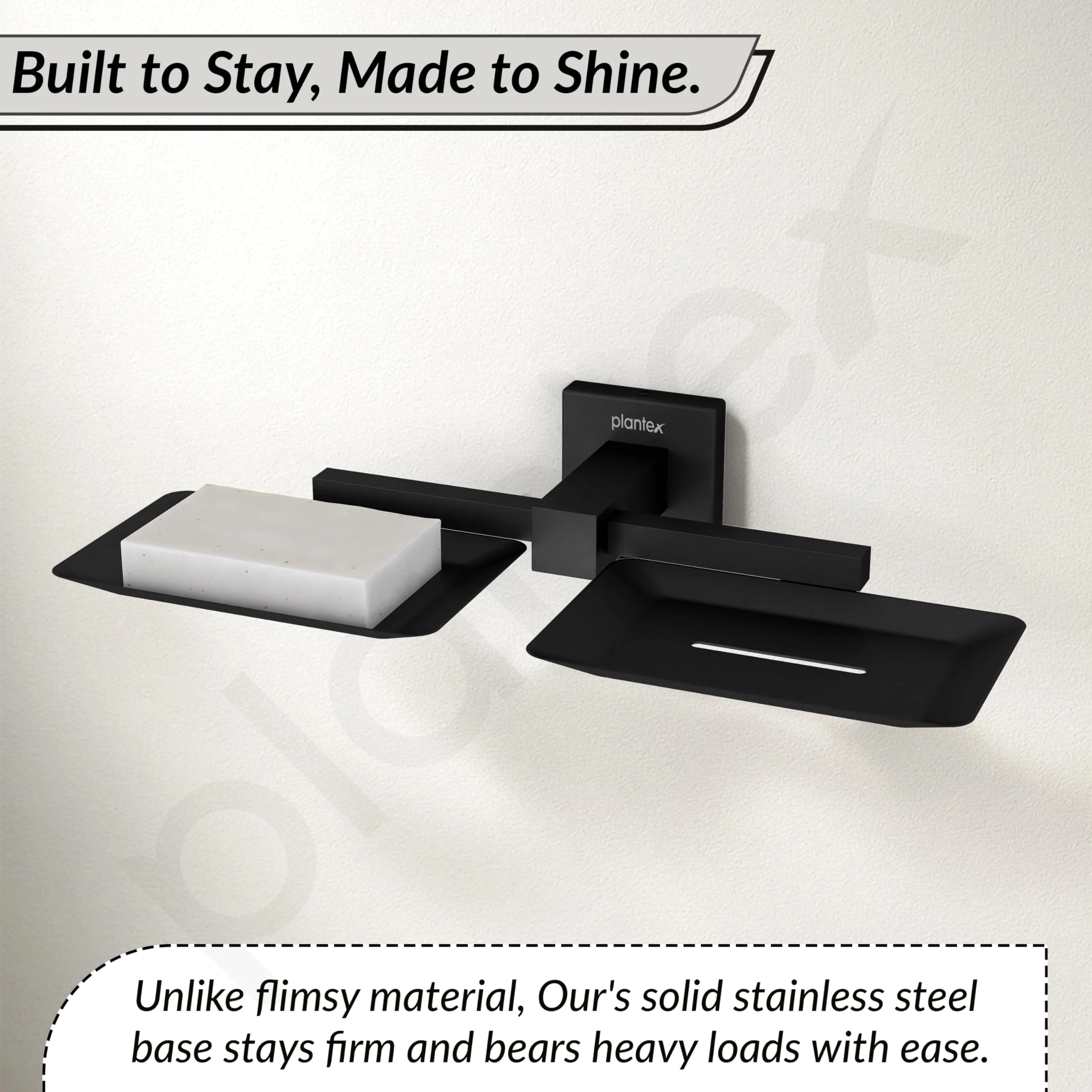 Plantex Stainless Steel Double Soap Holder for Bathroom/Soap Case/Dual Soap Dish/Bathroom Accessories - Aqua (Black) - Image 7