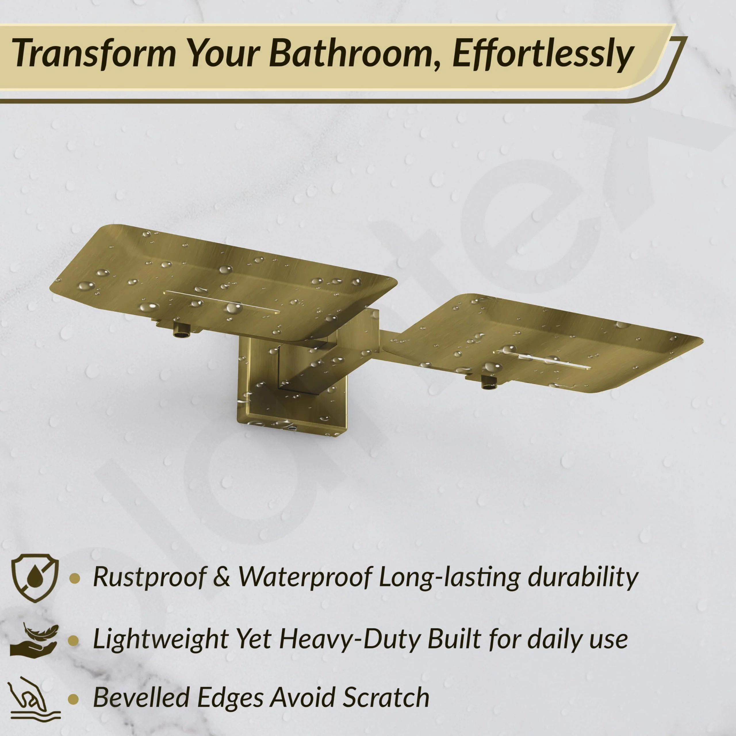 Plantex Stainless Steel Double Soap Holder for Bathroom/Soap Case/Dual Soap Dish/Soap Storage/Bathroom Accessories - Pack of 1, Aqua (Brass Antique) - Image 2