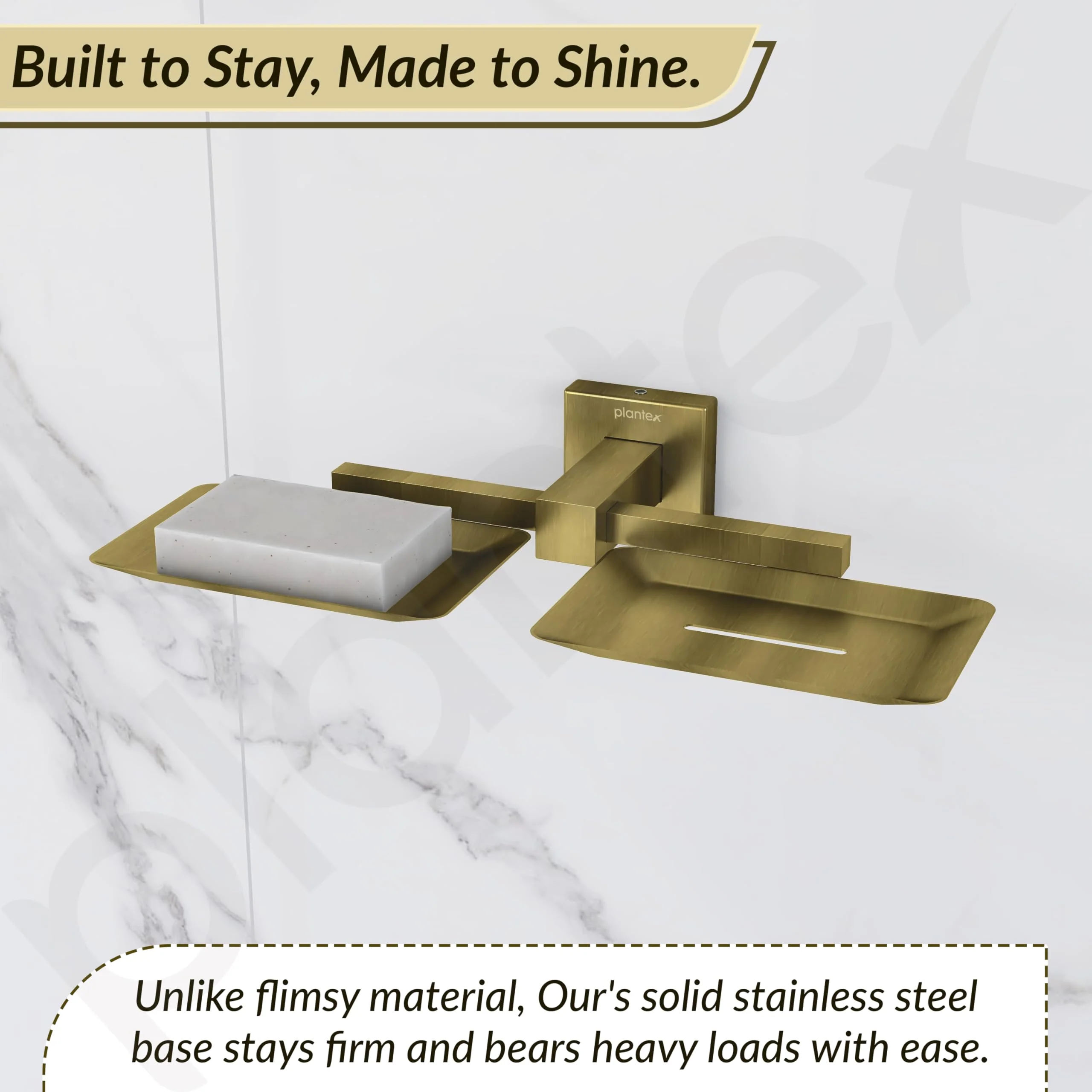 Plantex Stainless Steel Double Soap Holder for Bathroom/Soap Case/Dual Soap Dish/Soap Storage/Bathroom Accessories - Pack of 1, Aqua (Brass Antique) - Image 4