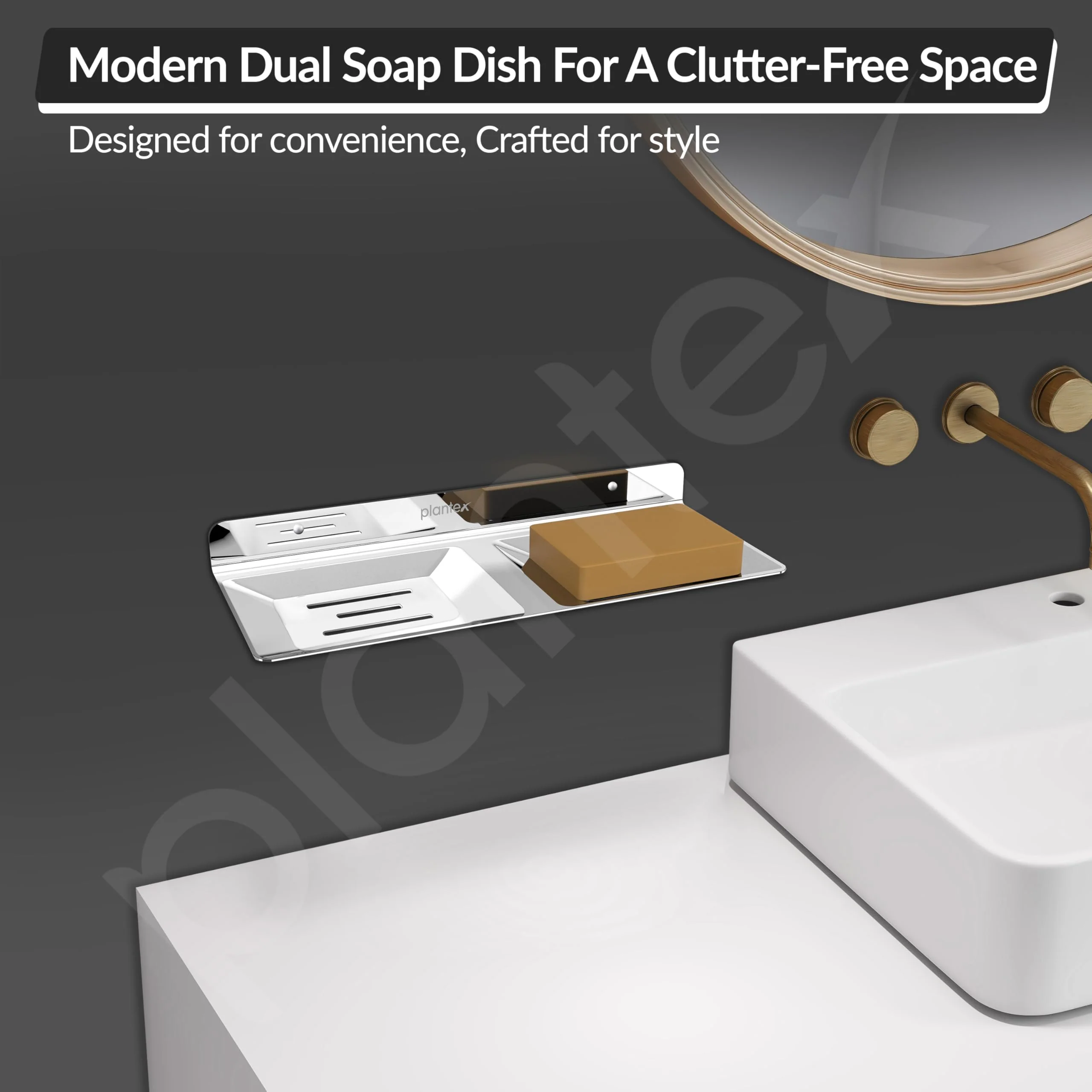 Plantex Stainless Steel Double Soap Holder for Bathroom/Soap Stand/Soap Dish/Wall Mounted Soap Holder/Bathroom Accessories - Image 7