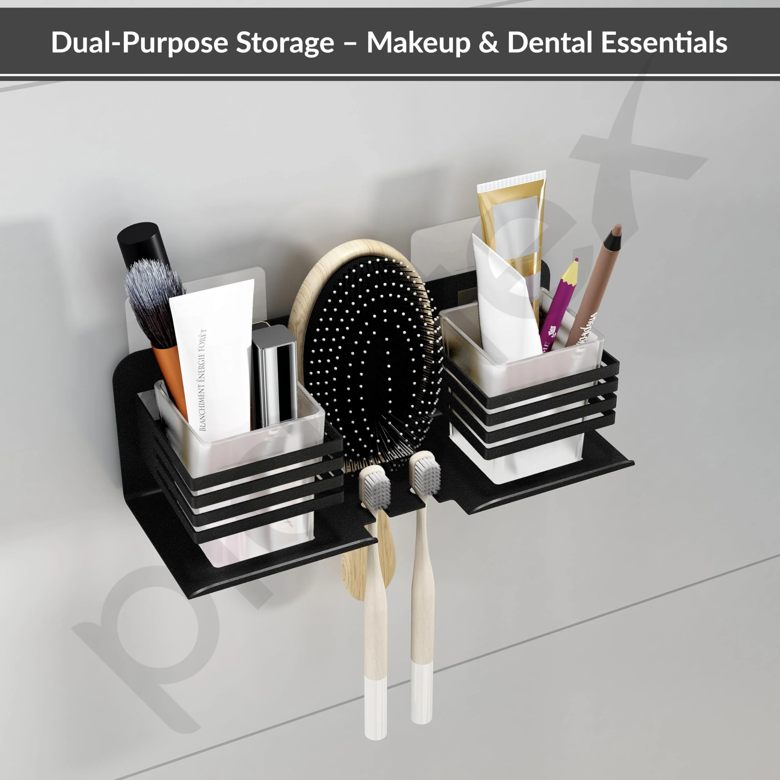 Plantex Stainless Steel Double Tumbler Holder/Toothbrush Stand for Bathroom/Toothpaste Holder/Bathroom Accessories - Pack of 1 (Black) - Image 5