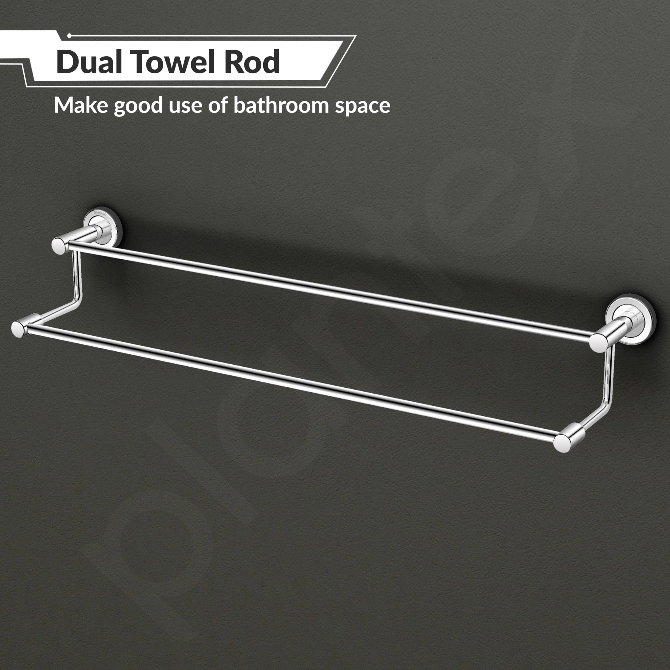 Plantex Stainless Steel Dual Towel Rod/Towel Bar for Bathroom/Towel Hanger/Stand/Bathroom Accessories (24 Inch - Chrome Finish) - Pack of 1 - Image 7