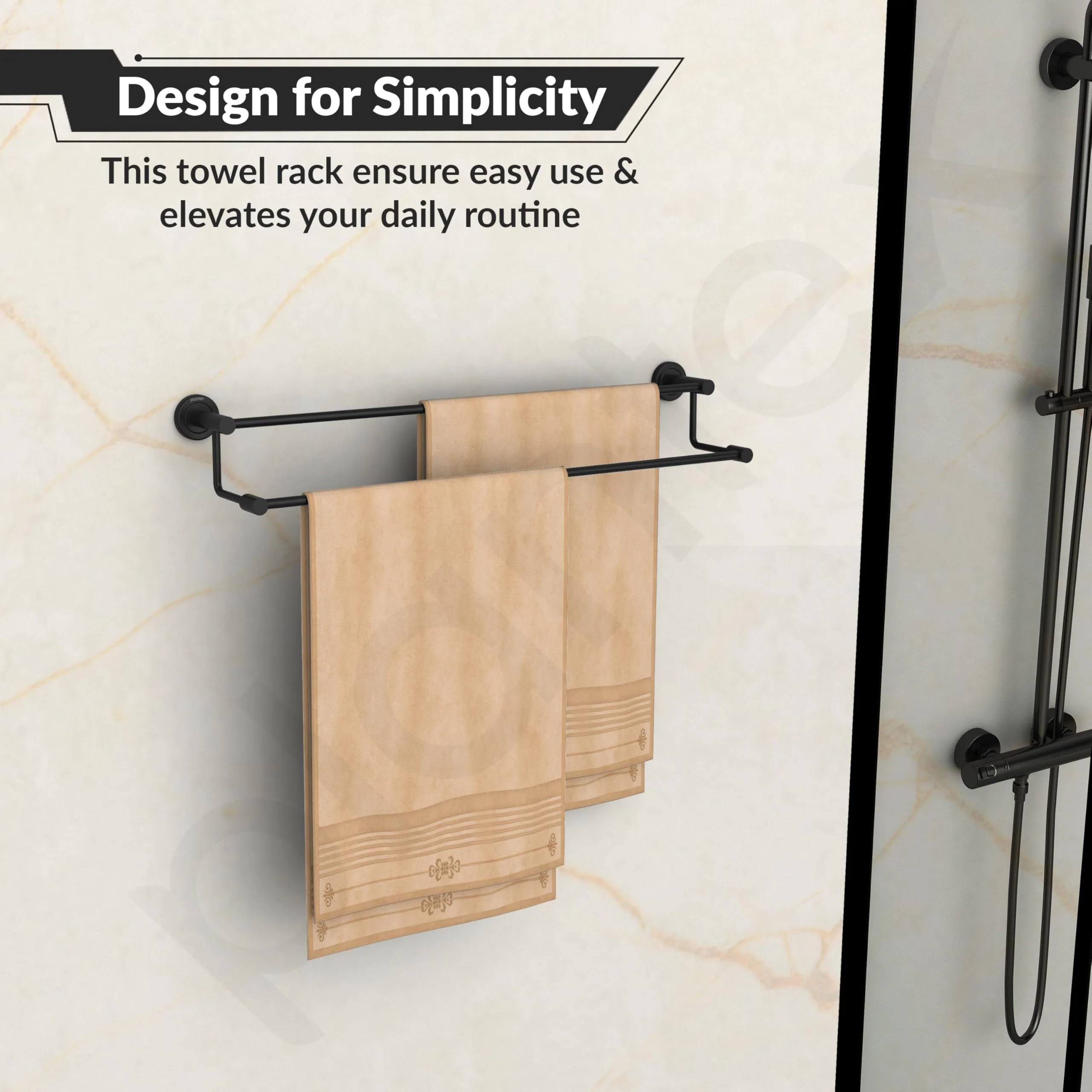 Plantex Stainless Steel Dual Towel Rod/Towel Rack for Bathroom/Towel Bar/Hanger/Stand/Bathroom Accessories (24 Inch - Black) - Image 7