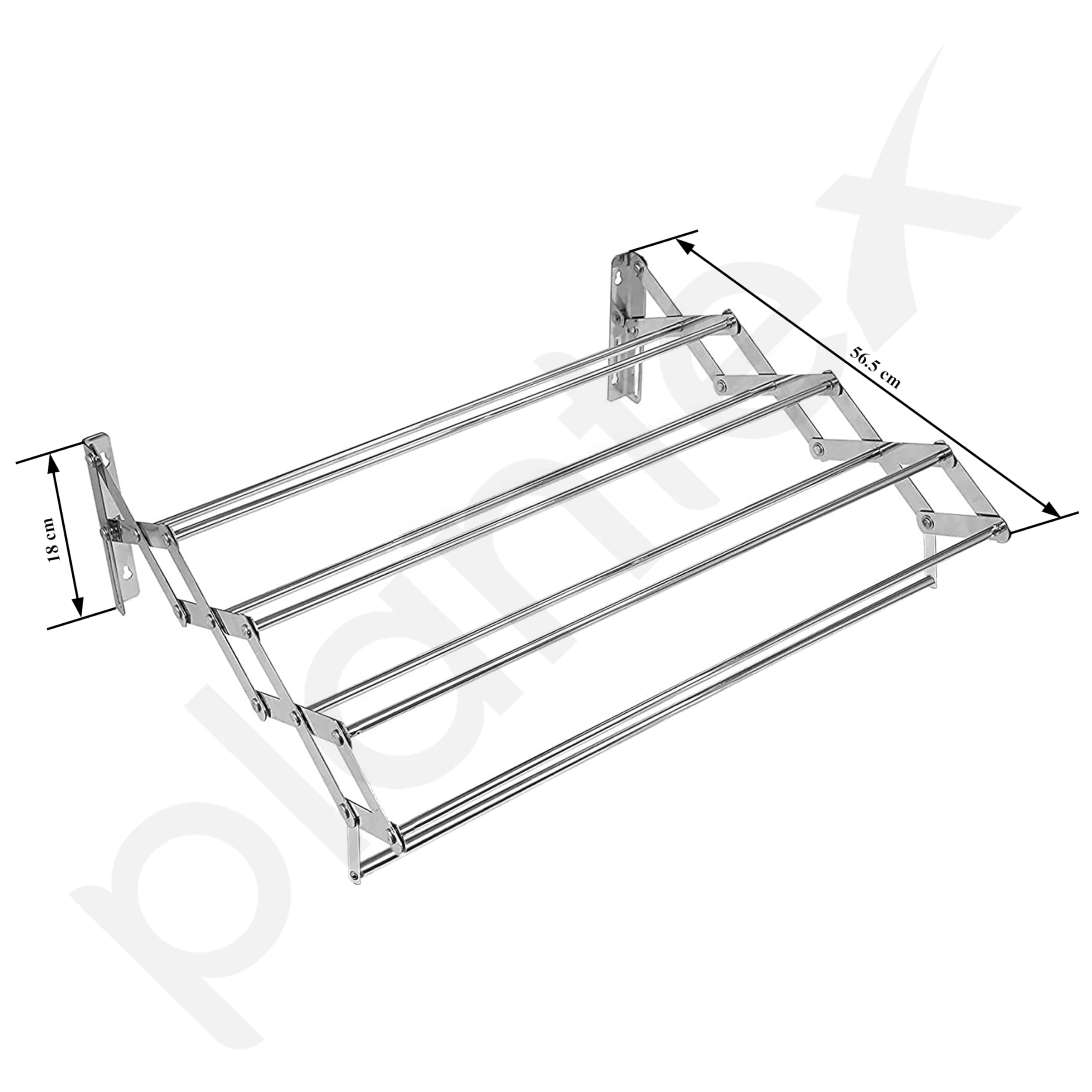 Plantex Stainless Steel Foldable Clothes Drying Rack/Cloth/Towel Stands for Drying Clothes - Wall Mount (Chrome - 24 inch) - Image 2
