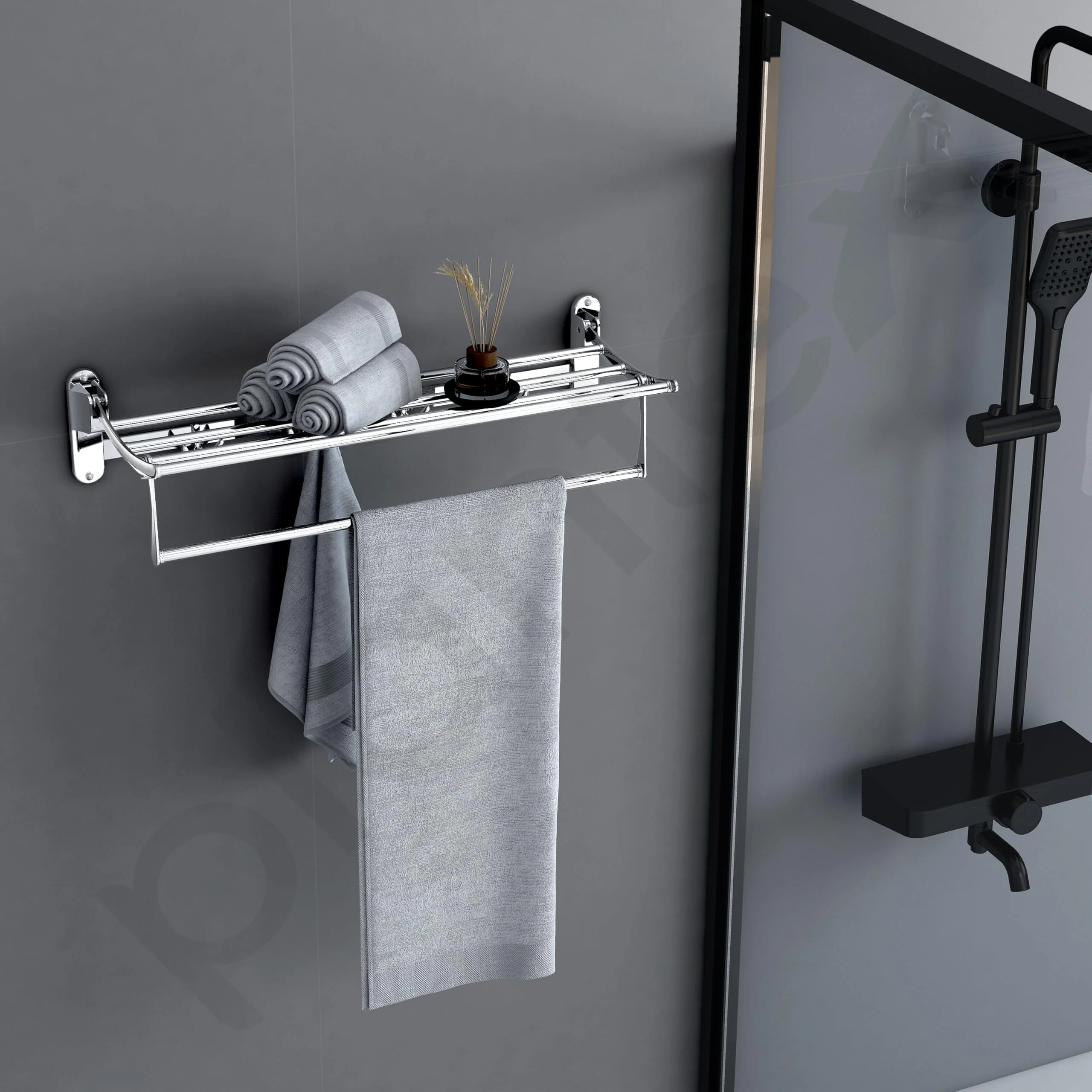 Plantex Stainless Steel Folding Towel Rack for Bathroom/Towel Stand/Hanger/Bathroom Accessories - Pack of 10 (24 Inch-Chrome) - Image 2