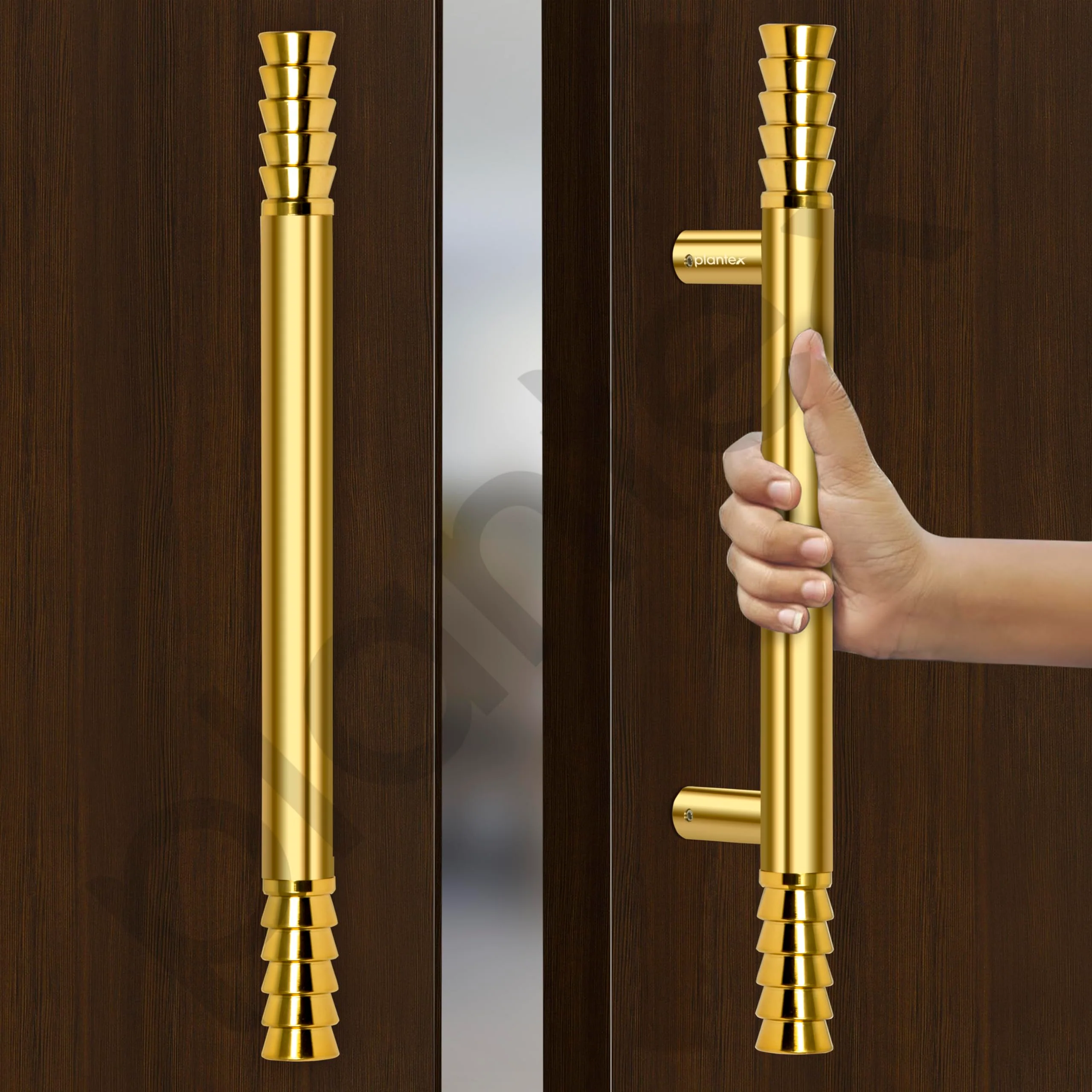 Plantex Stainless Steel Lotus Main Door Handle/Pull-Push Handles for Main Door/Wooden & Glass Door Handle/3 Years Warranty Pack of 2 (PVD Gold) - Image 2