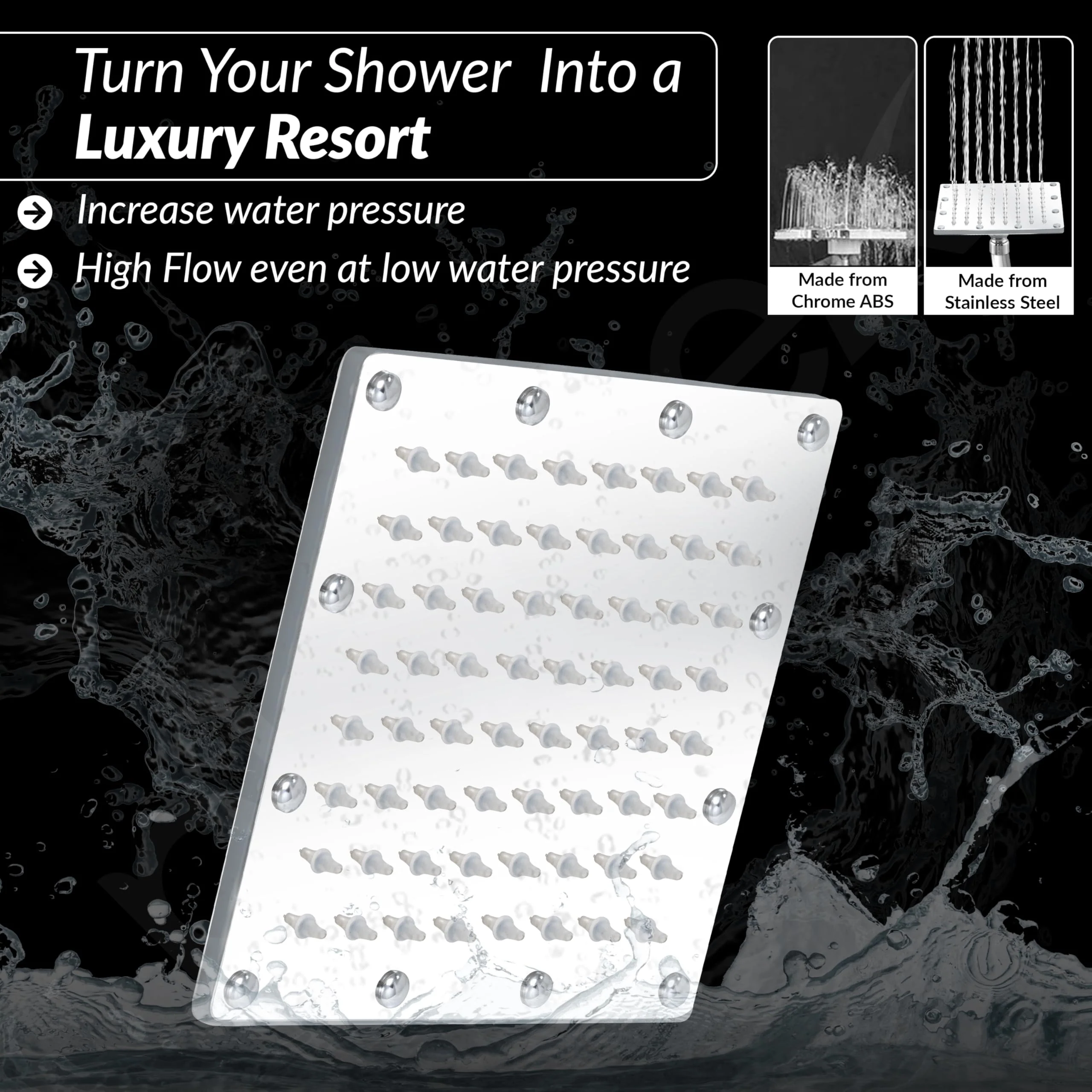Plantex Stainless Steel Overhead Shower 6 x 6 inch with Water-Saving Technology/High pressure Rain Shower Head without Arm/Bathroom Shower -(Sandwich-Chrome) - Image 6