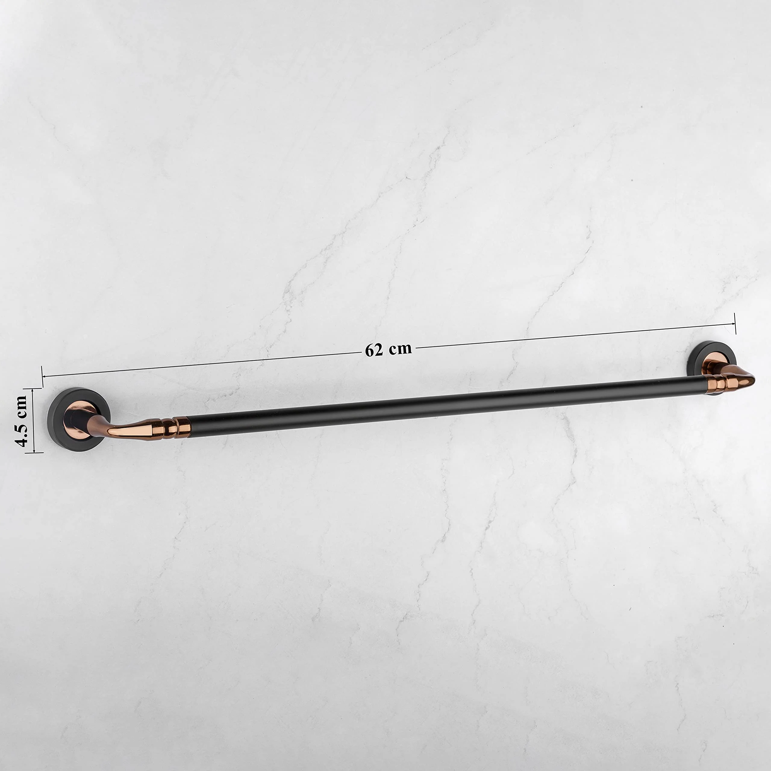 Plantex Stainless Steel Towel Hanger for Bathroom/Single Towel Rod/Towel Bar/Bathroom Accessories (24 inch - Rose Gold & Black) - Pack of 1 - Image 2