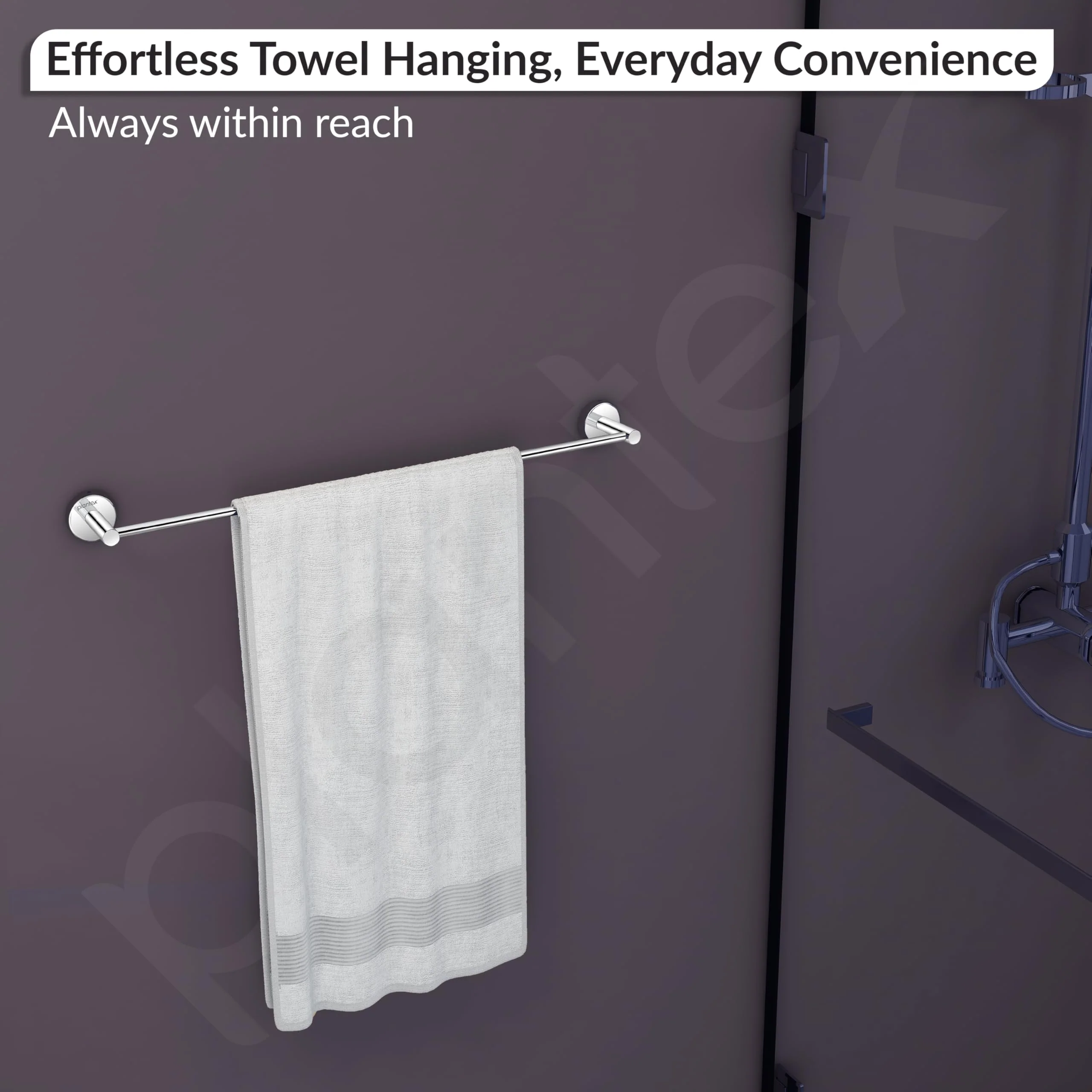 Plantex Stainless Steel Towel Holder for Bathroom/24 Inch Single Towel Rod/Towel Hanger/Stand/Bathroom Accessories - Pack of 1 (Chrome) - Image 5