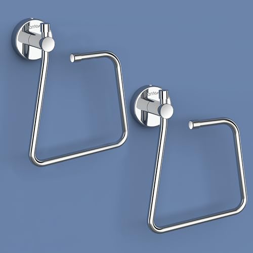 Plantex Stainless Steel Towel Ring for Bathroom/Napkin-Towel Hanger/Wash Basin/Bathroom Accessories - (Chrome-Rectangle) - Pack of 2