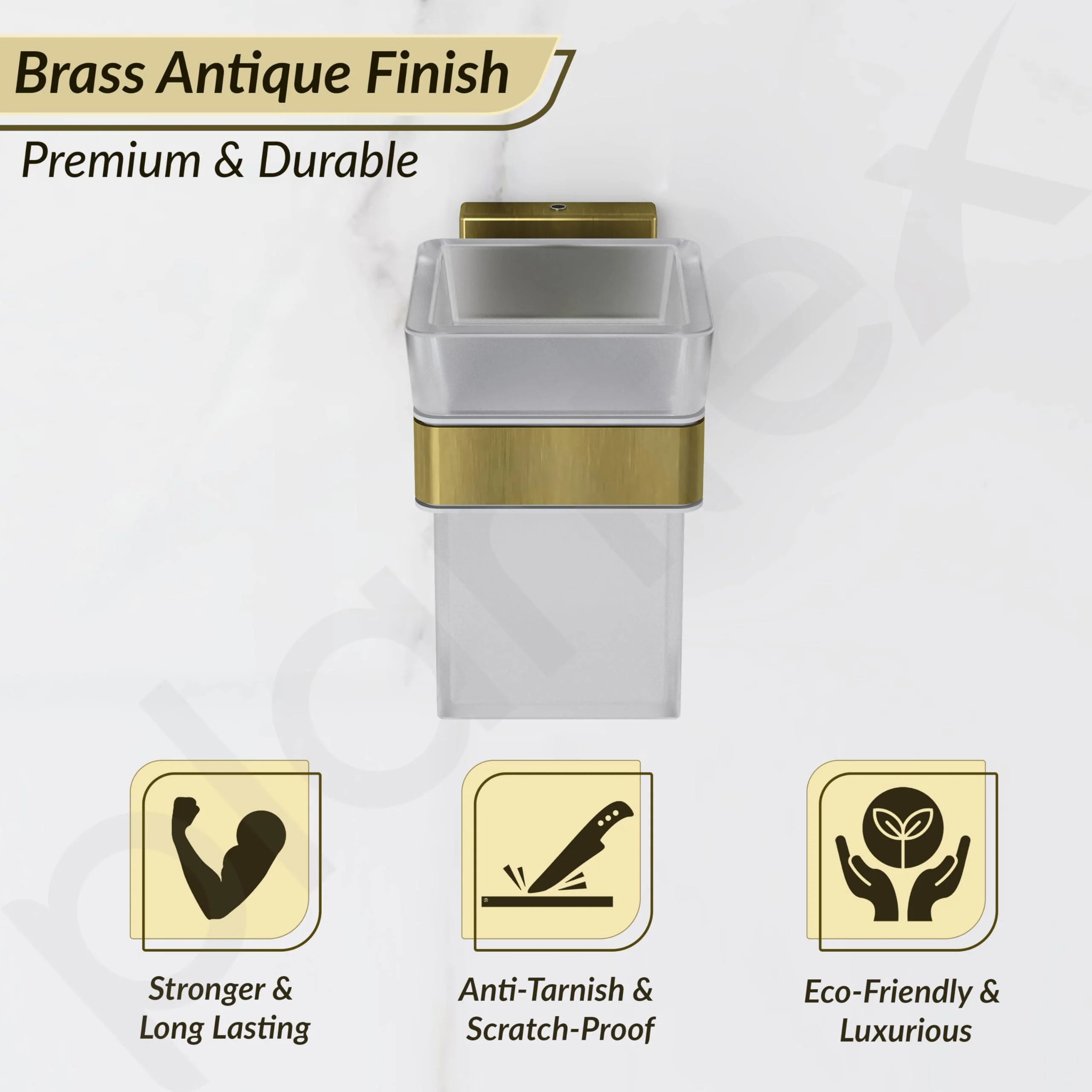 Plantex Stainless Steel Tumbler Holder for Bathroom/Toothbrush Glass Holder/Bathroom Accessories - Pack of 1, Aqua (Brass Antique) - Image 5