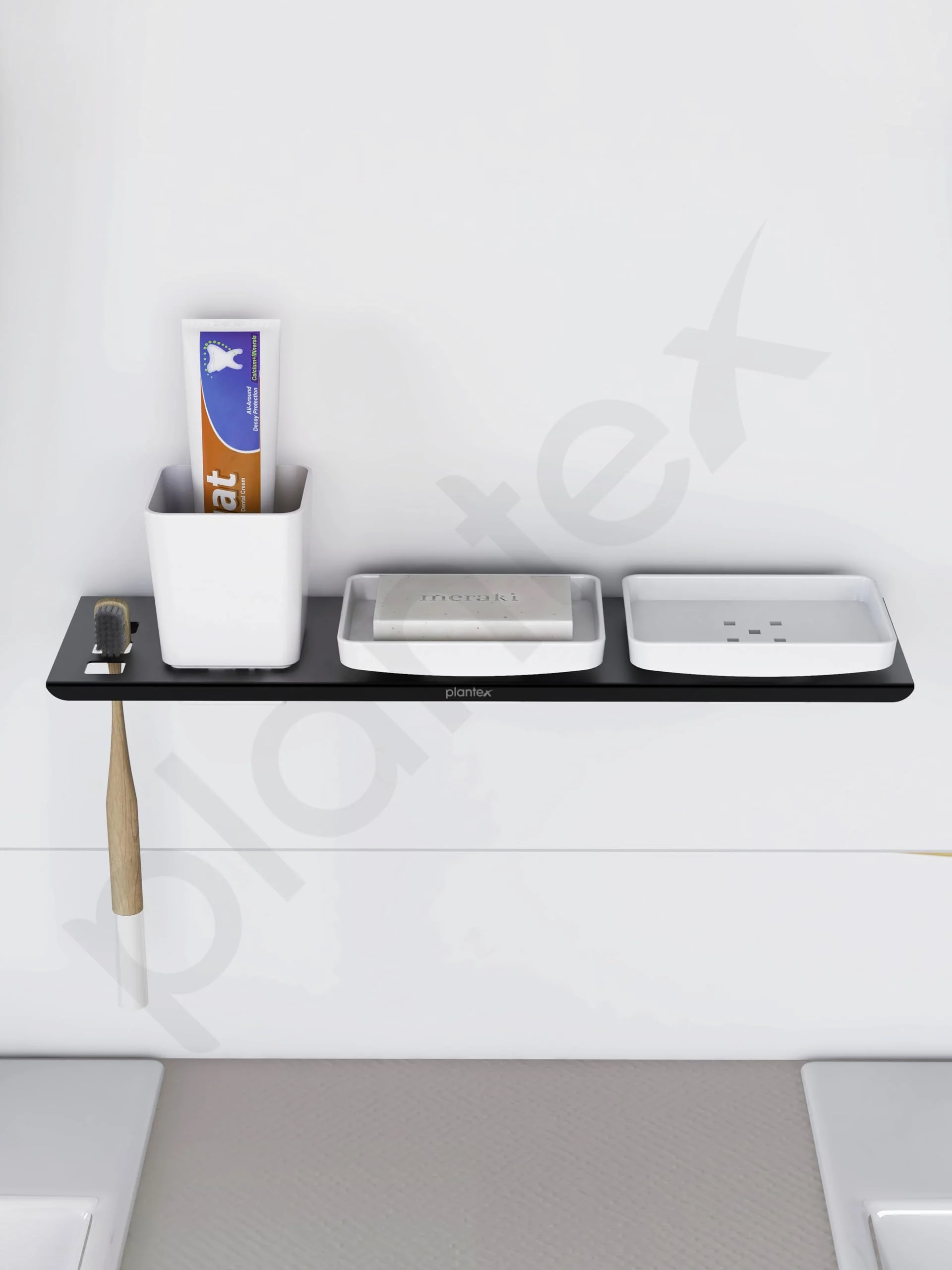 Plantex Stainless Steel with ABS Material Double Soap Dish/Stand with Tumbler Holder for Bathroom and Kitchen/Bathroom Accessories - Matt Black - Image 6