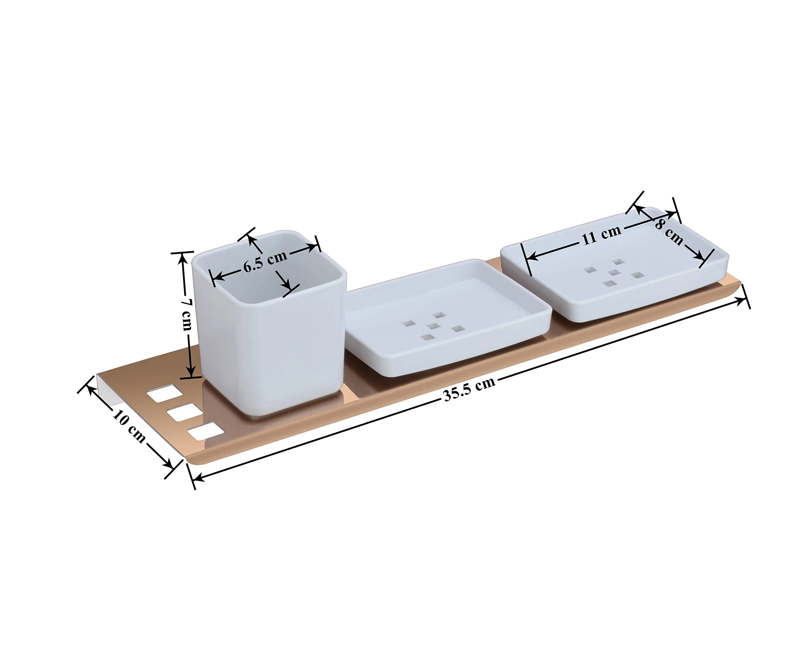 Plantex Stainless Steel with ABS Material Double Soap Dish/Stand with Tumbler Holder for Bathroom/Kitchen/Paste&Brush Stand/Bathroom Accessories-Rose Gold - Image 3