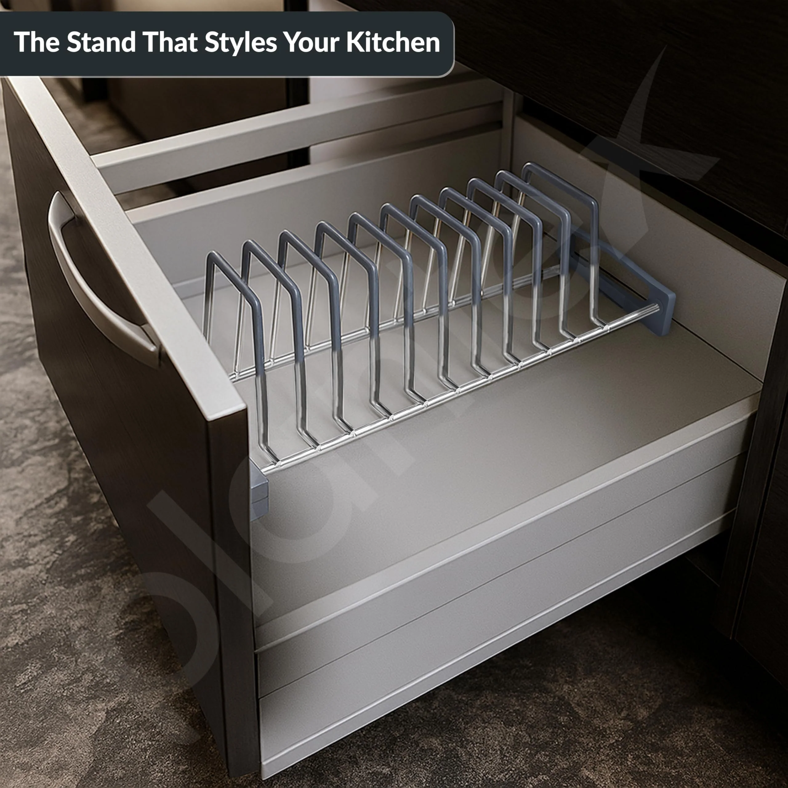 Plantex Sturdy Stainless Steel Plate Organizer for Kitchen/10 Plate Stand for Plateform/Rubber Gripped Thali Rack(Slot-10, Pack of 1, Size-10 Inches) - Image 6