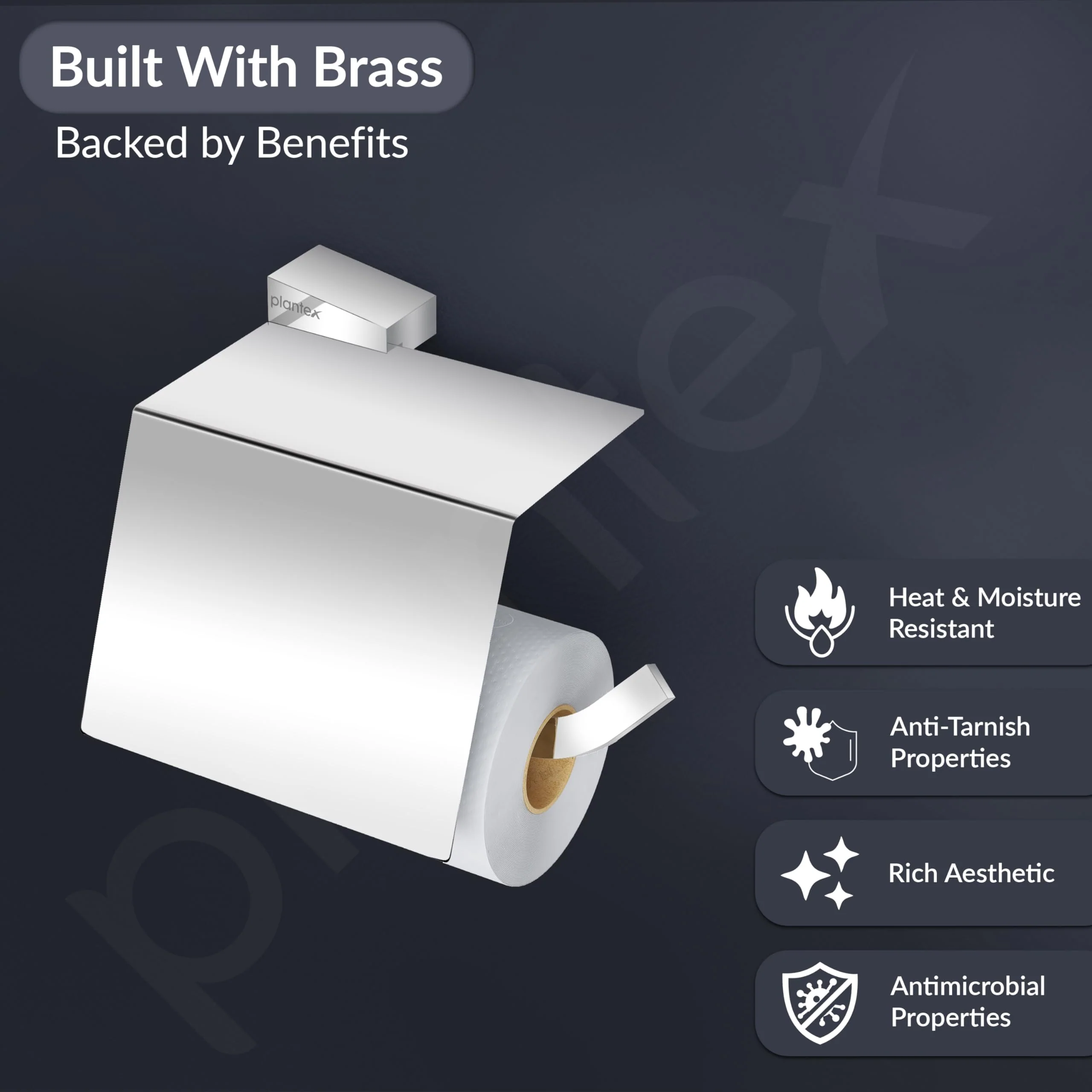Plantex Super Brass Toilet Roll Holder for Bathroom/Tissue Roll Holder for Washroom/Toilet Paper Holder for Bathroom Accessories - Arrete (Chrome) - Image 3