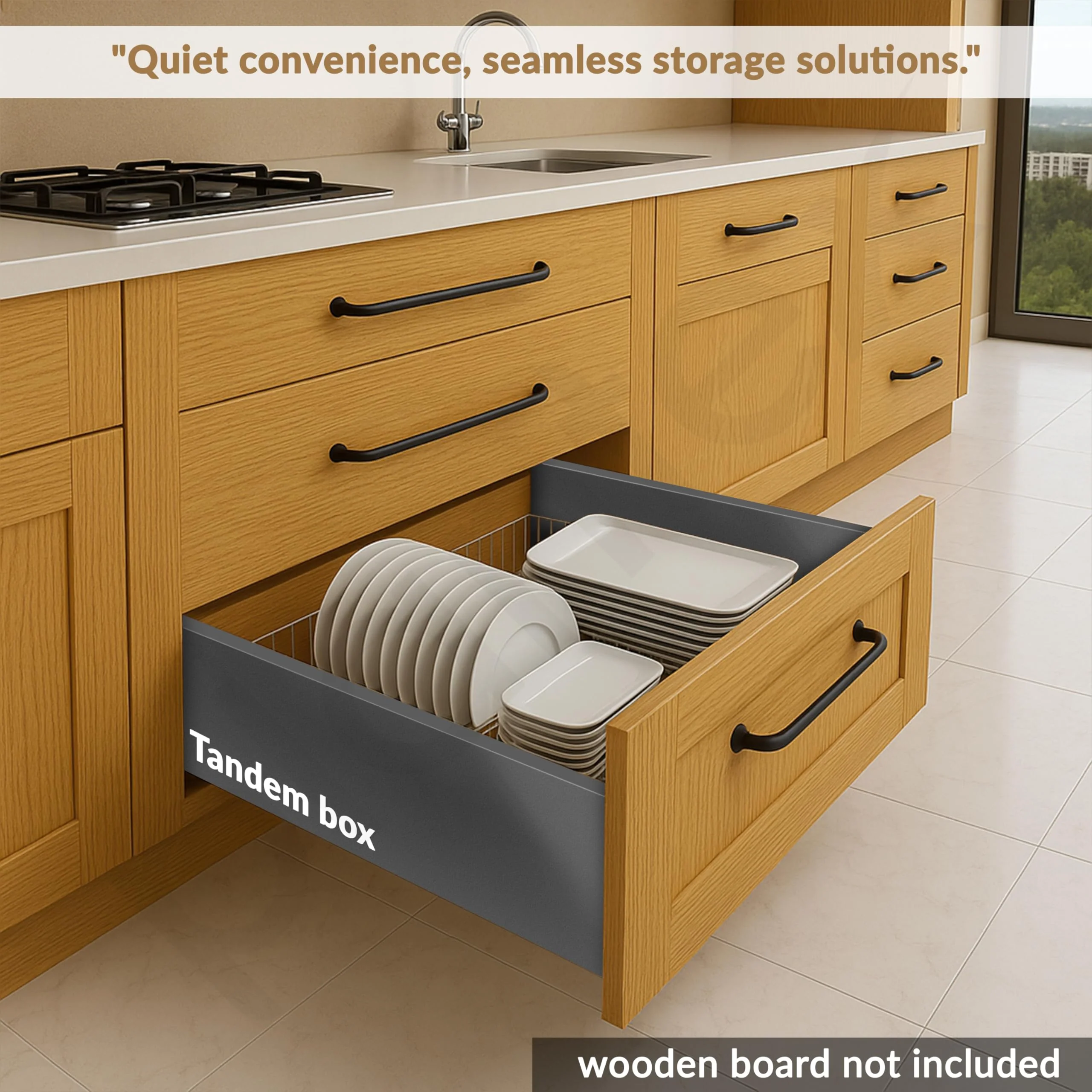 Plantex Tandem Box Drawer for Kitchen/Soft Close Tandem Box for Modular Kitchen/Tandem Basket/Load Capacity Upto 45 Kg - Grey (20 x 8 inch) - Image 2