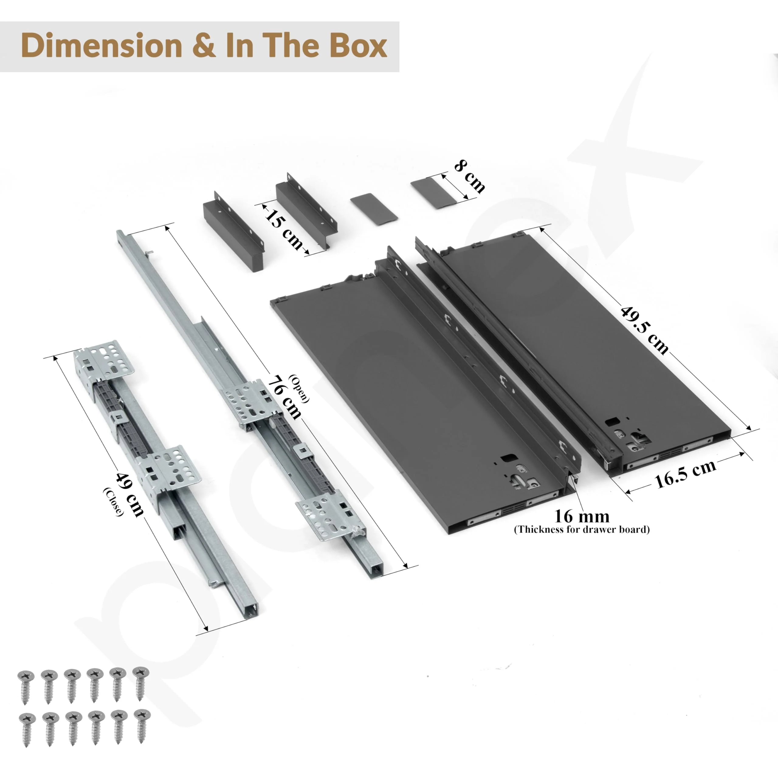 Plantex Tandem Box Drawer for Kitchen/Soft Close Tandem Box for Modular Kitchen/Tandem Basket/Load Capacity Upto 45 Kg - Grey (20 x 8 inch) - Image 3