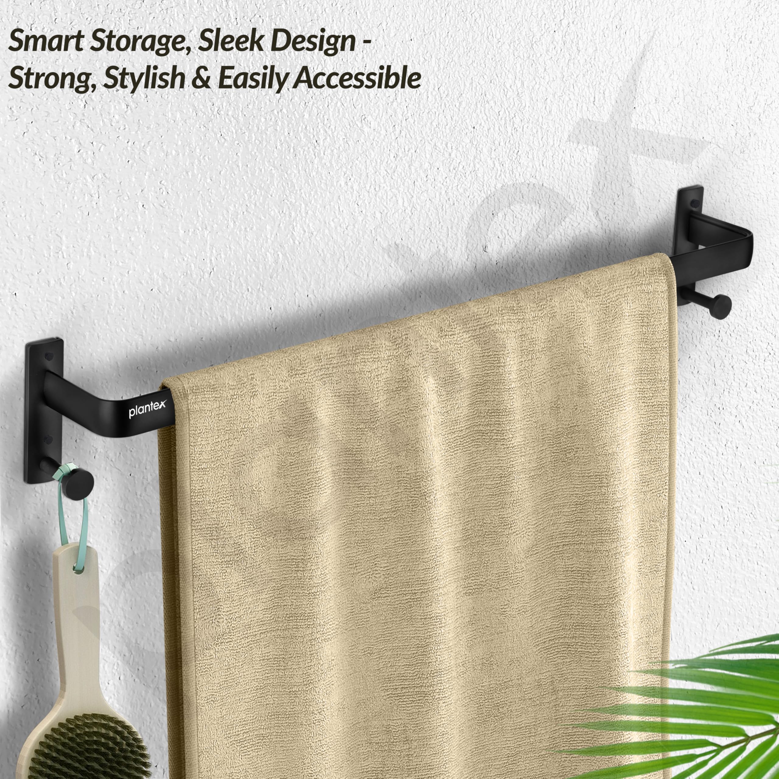 Plantex Towel Holder for Bathroom/24 inch Single Towel Rod/Towel Bar/Towel Hanger/Bathroom Accessories -Pack of 1 (1511, Black) - Image 7
