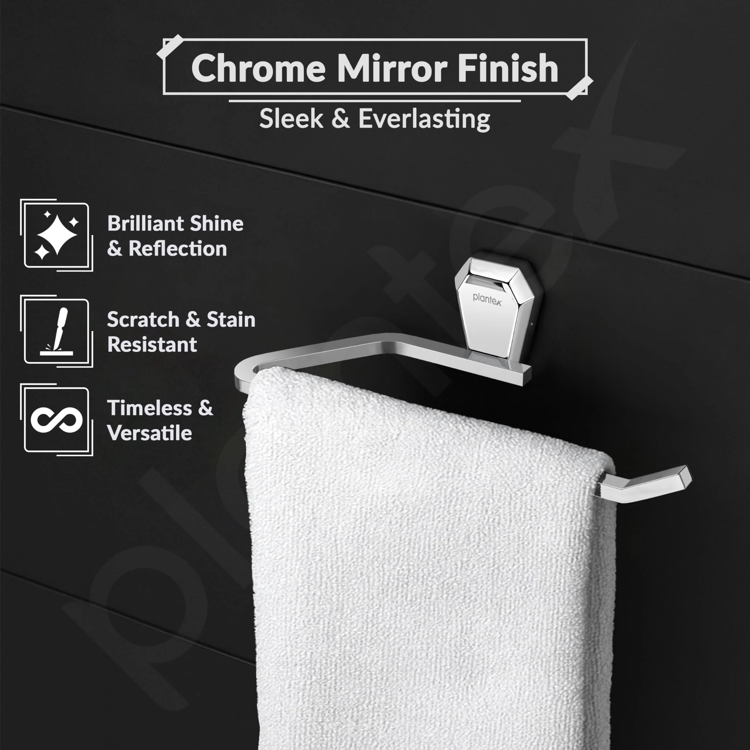 Plantex Towel Holder for Bathroom/304 Grade Stainless Steel Napkin Ring/Towel Hanger/Towel Ring/Bathroom Accessories - Pack of 1 (PM-2404, Chrome) - Image 3