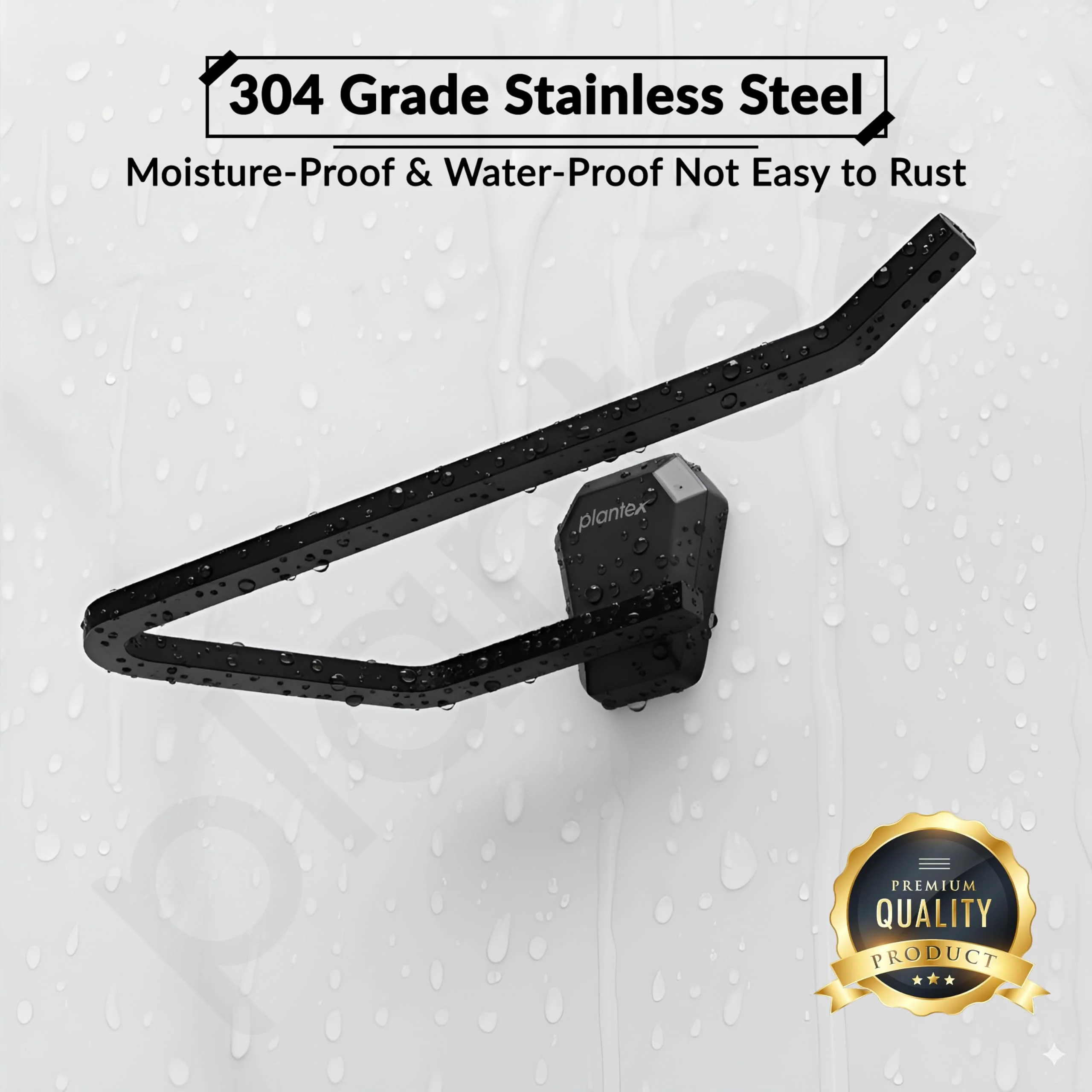 Plantex Towel Holder for Bathroom/304 Grade Stainless Steel Napkin Ring/Towel Hanger/Towel Ring/Bathroom Accessories - Pack of 1 (PMB-2404, Z-Black) - Image 4
