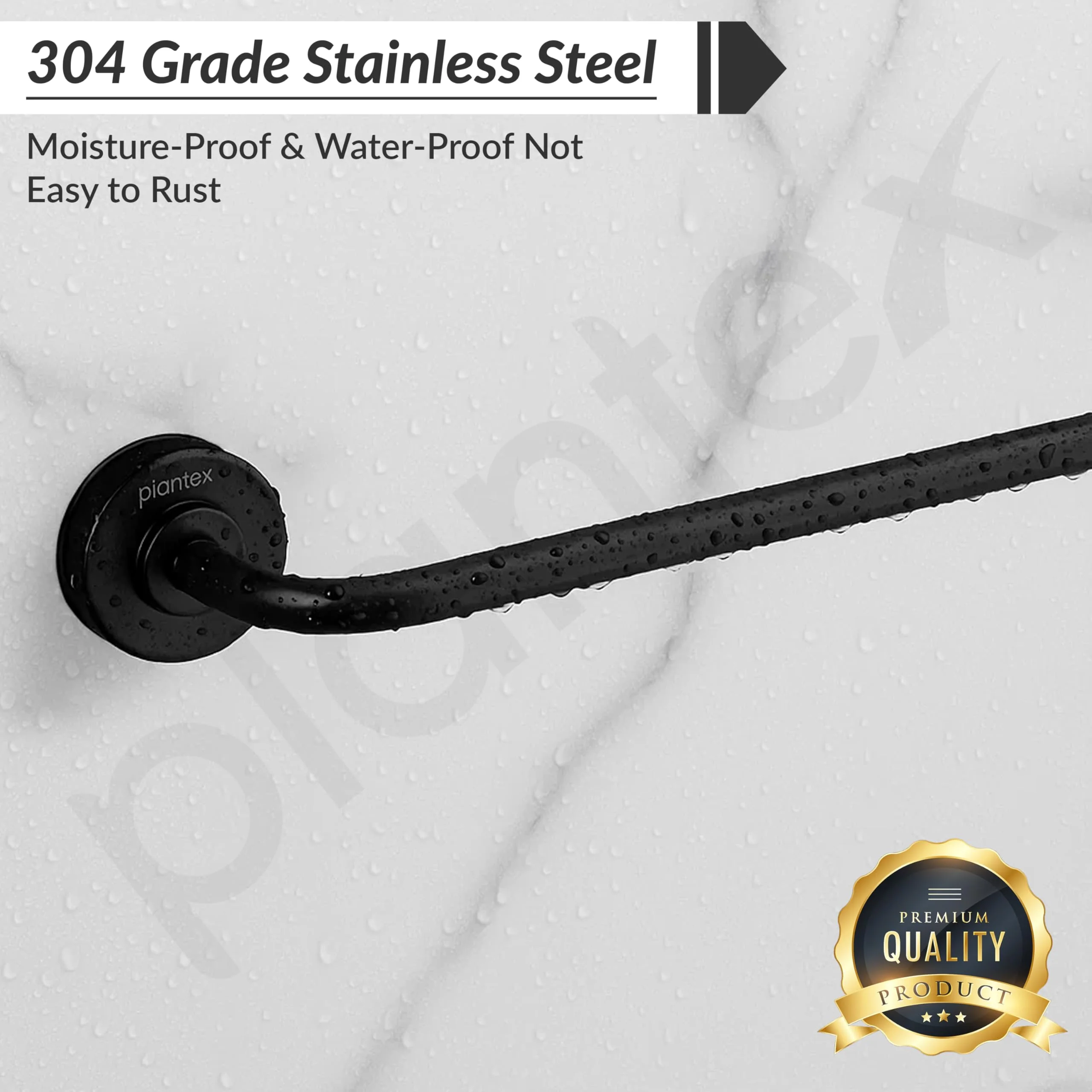 Plantex Towel Rod for Bathroom/304 Grade Stainless Steel Towel Hanger/24 Inch Towel Bar for Bathroom/Single Towel Rod/Bathroom Accessories - (Daizy - Black) - Image 4