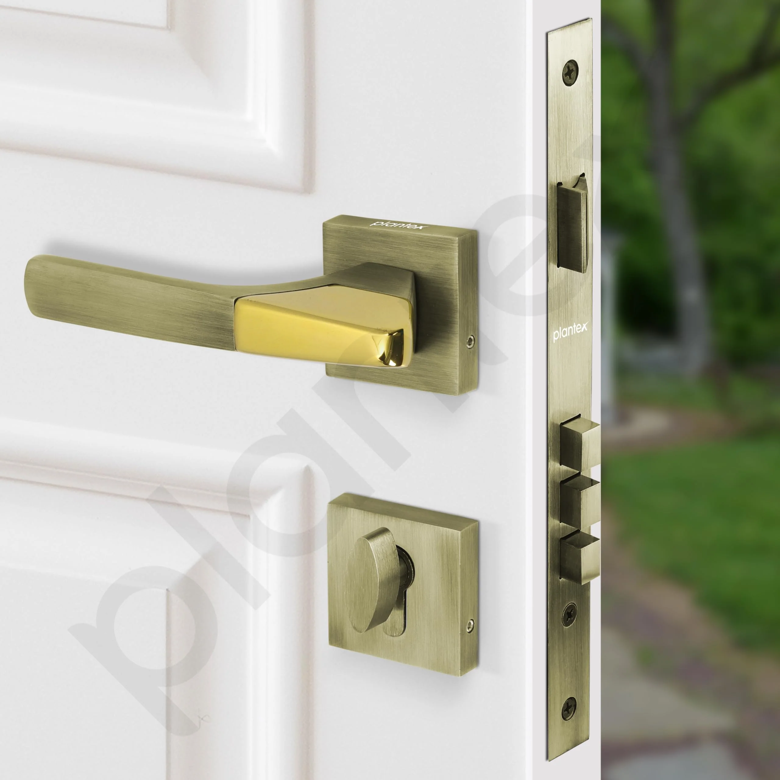 Plantex Triple Security Door Lock for Home/Main Door Lock Set with 3 Years of Warranty/Mortise Lock for Door with Brass Lock Body & Cylinder (7114 - PVD Gold & Brass Antique) - Image 2