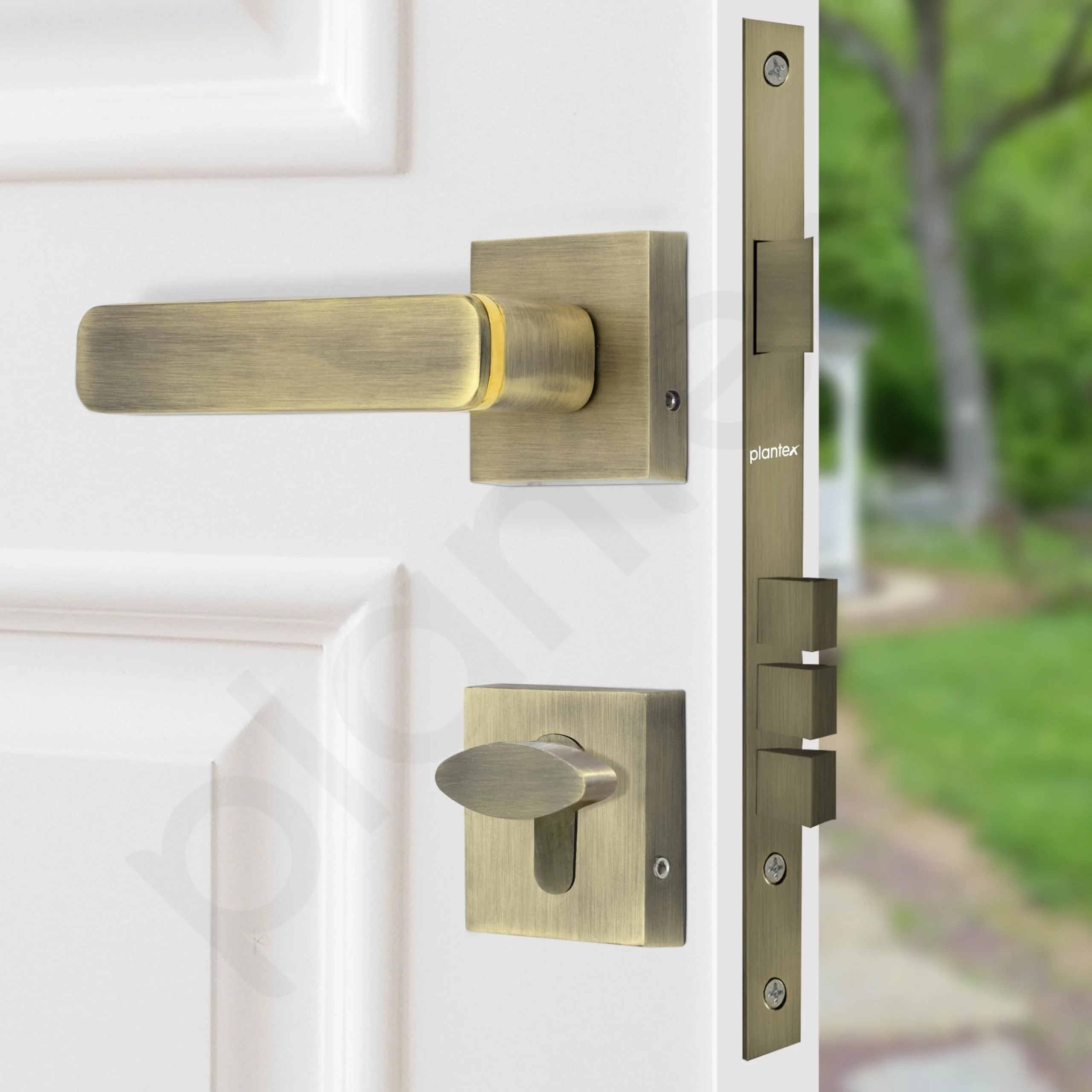 Plantex Triple Security Door Lock for Home/Main Door Lock Set with 3 Years of Warranty/Mortise Lock for Door with Brass Lock Body & Cylinder (7125, Brass Antique & Gold) - Image 6