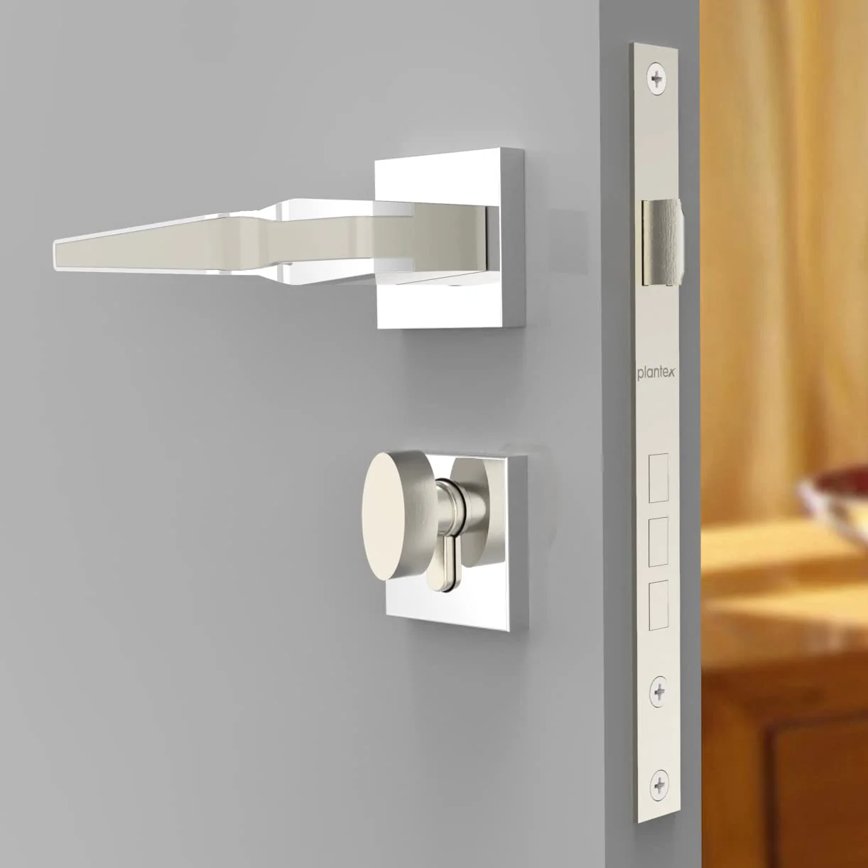 Plantex Triple Security Door Lock for Home/Main Door Lock Set with 3 Years of Warranty/Mortise Lock for Door with Brass Lock Body & Cylinder(7064 - Chrome & Satin White) - Image 4