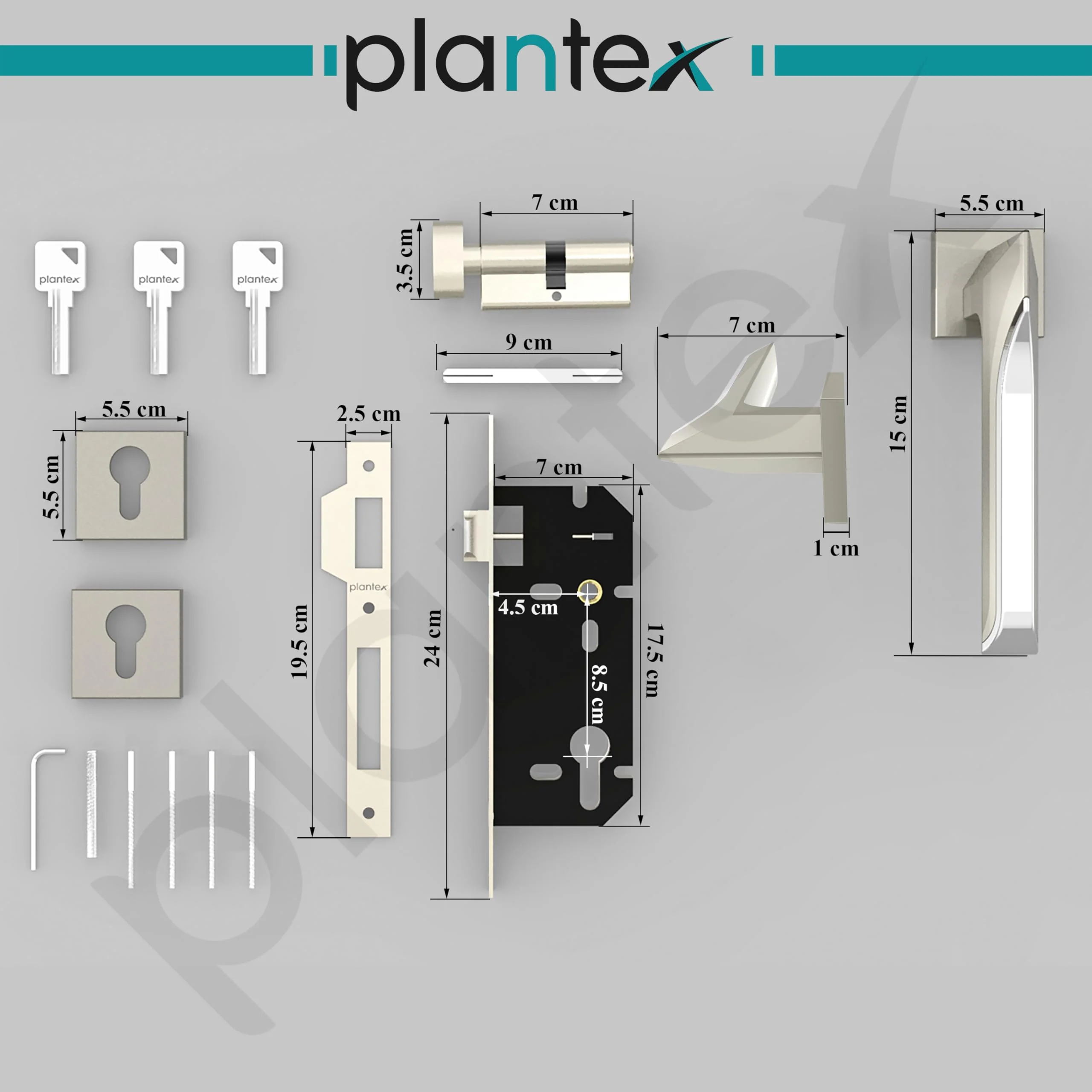 Plantex Triple Security Door Lock for Home/Main Door Lock Set with 3 Years of Warranty/Mortise Lock for Door with Brass Lock Body & Cylinder(7082 - Satin White & Chrome) - Image 3
