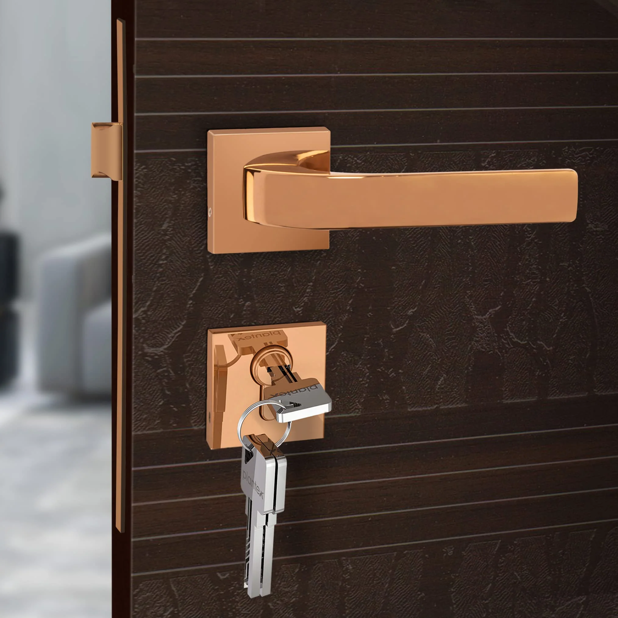 Plantex Triple Security Door Lock for Home/Main Door Lock Set with 3 Years of Warranty/Mortise Lock for Door with Brass Lock Body & Cylinder(7107 - PVD Choco) - Image 7