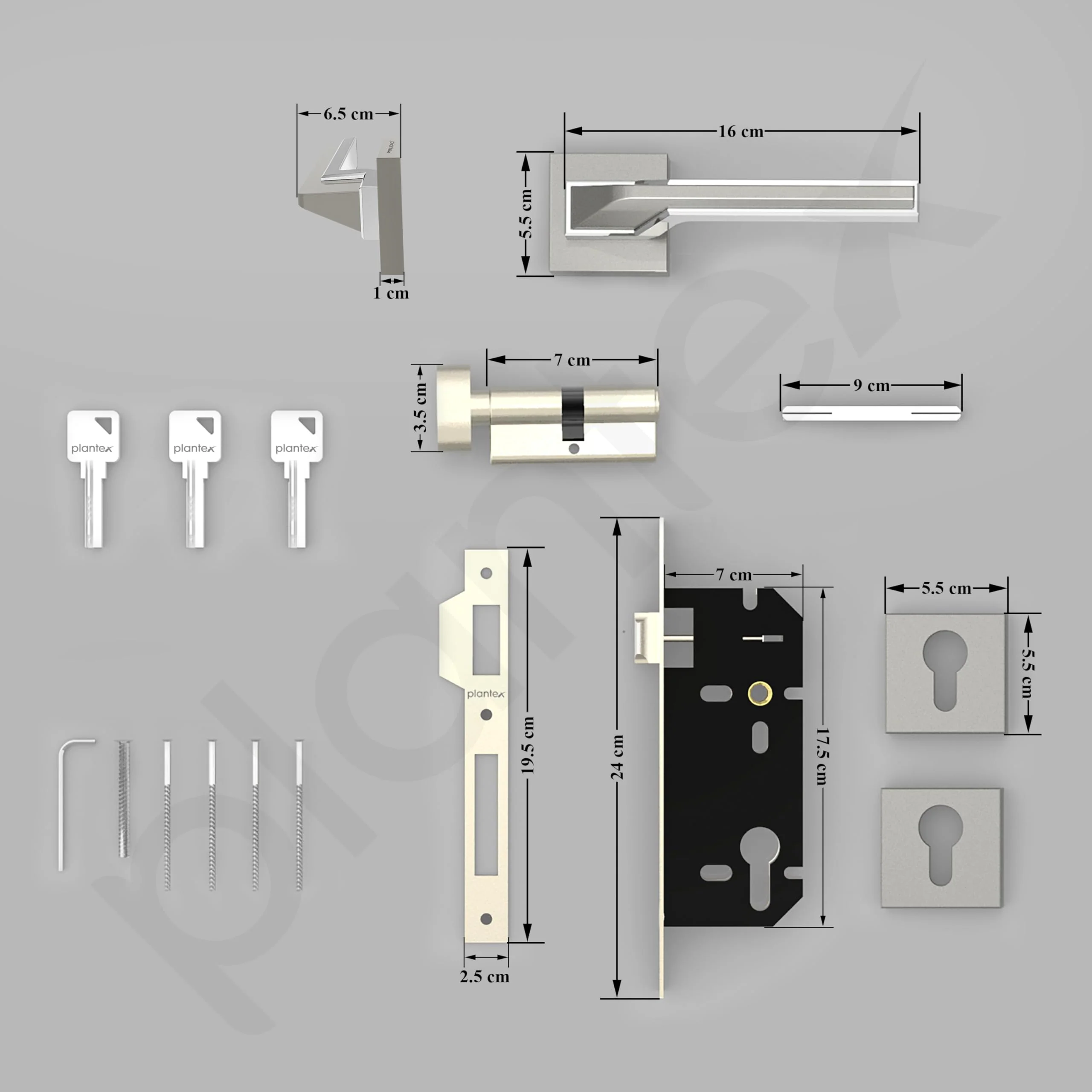 Plantex Triple Security Door Lock for Home/Main Door Lock Set with 3 Years of Warranty/Mortise Lock for Door with Brass Lock Body & Cylinder(Satin White & Chrome Finish) - Image 3