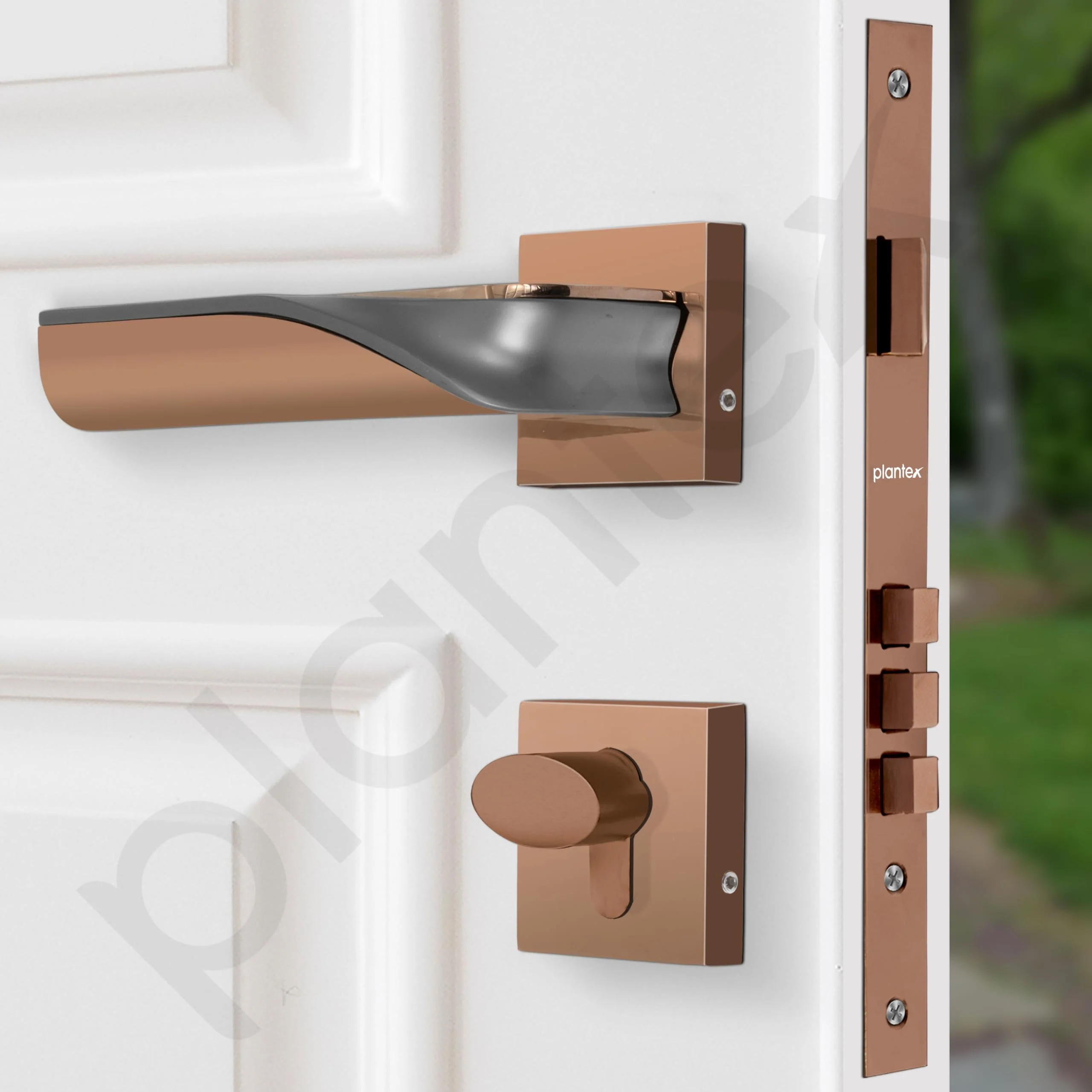 Plantex Triple Security Door Lock for Home/Main Door Lockset with 3 Years of Warranty/Mortise Locks for Door with Brass Lock Body & Cylinder(7086 - PVD Choco & Satin Black Matt) - Image 4