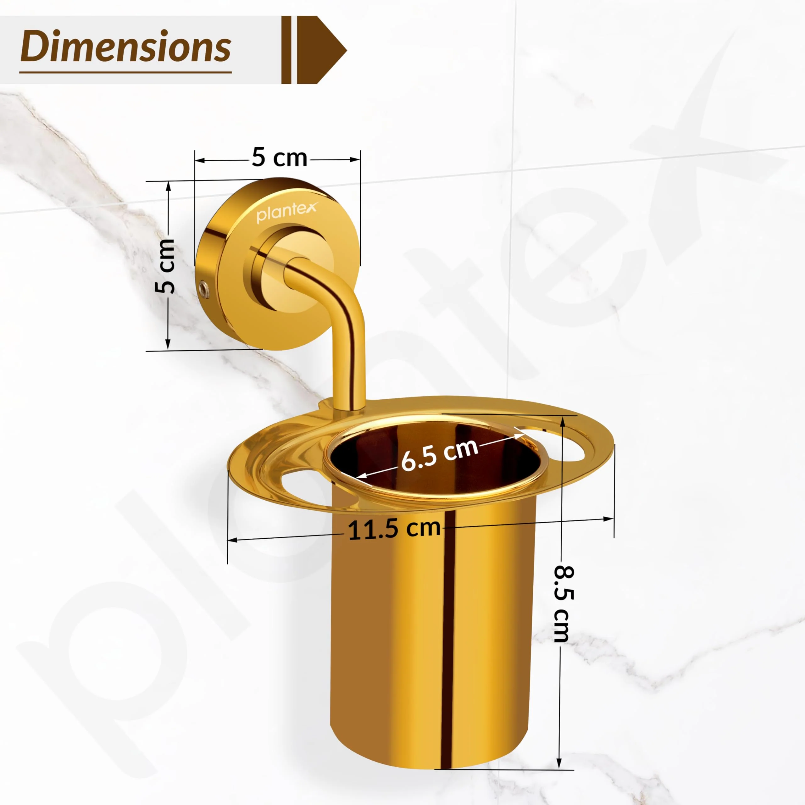 Plantex Tumbler Holder for Bathroom/304 Grade Stainless Steel Toothbrush Holder/Toothpaste/Razor Holder/Bathroom Accessories - Pack of 1 (Gold) - Image 4
