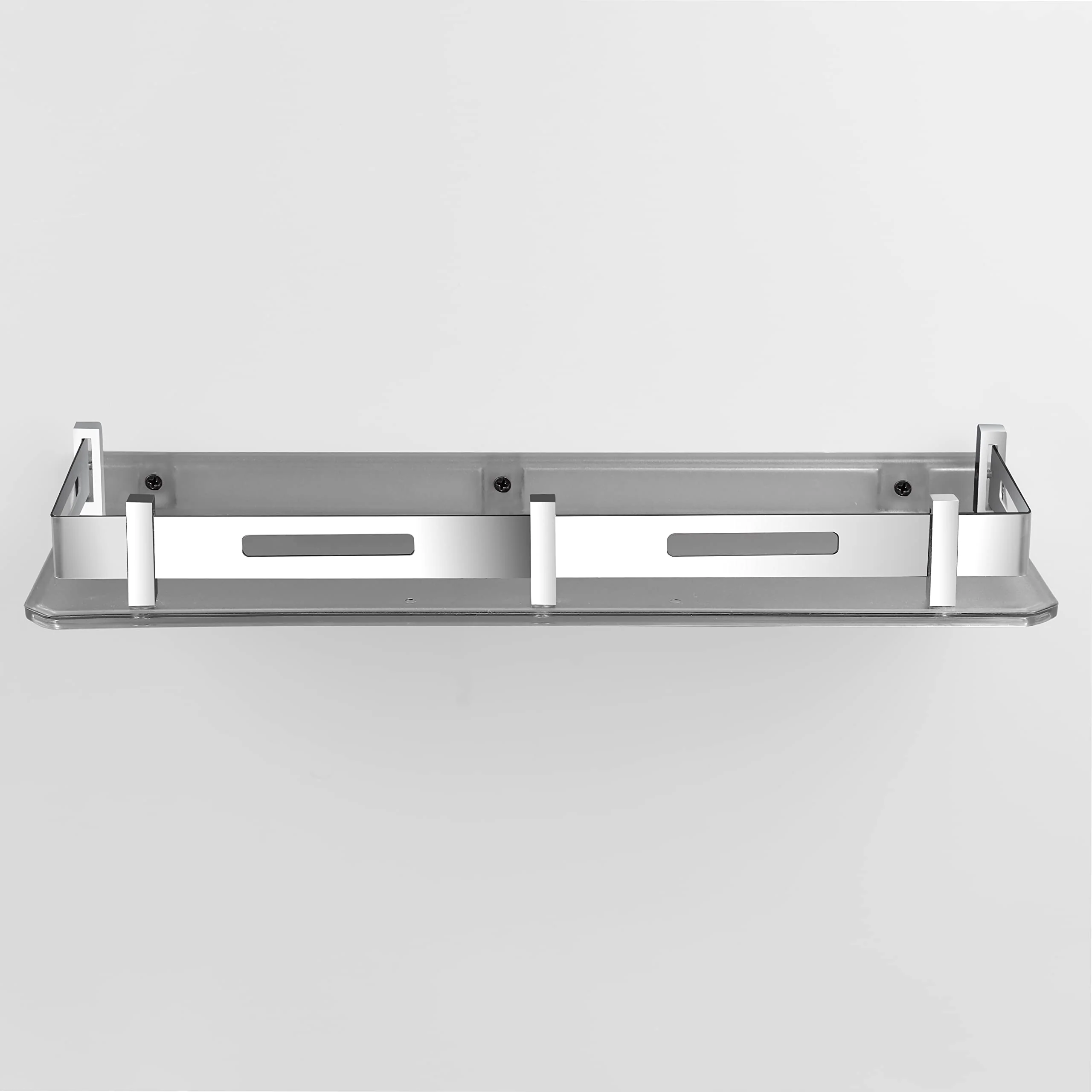 Plantex Unbreakable Plastic Bathroom Shelf for Wall/Kitchen Wall Shelf with Stainless Steel Railing/Living Room Multipurpose Wall Mounted Shelf (Transparent) - Image 3