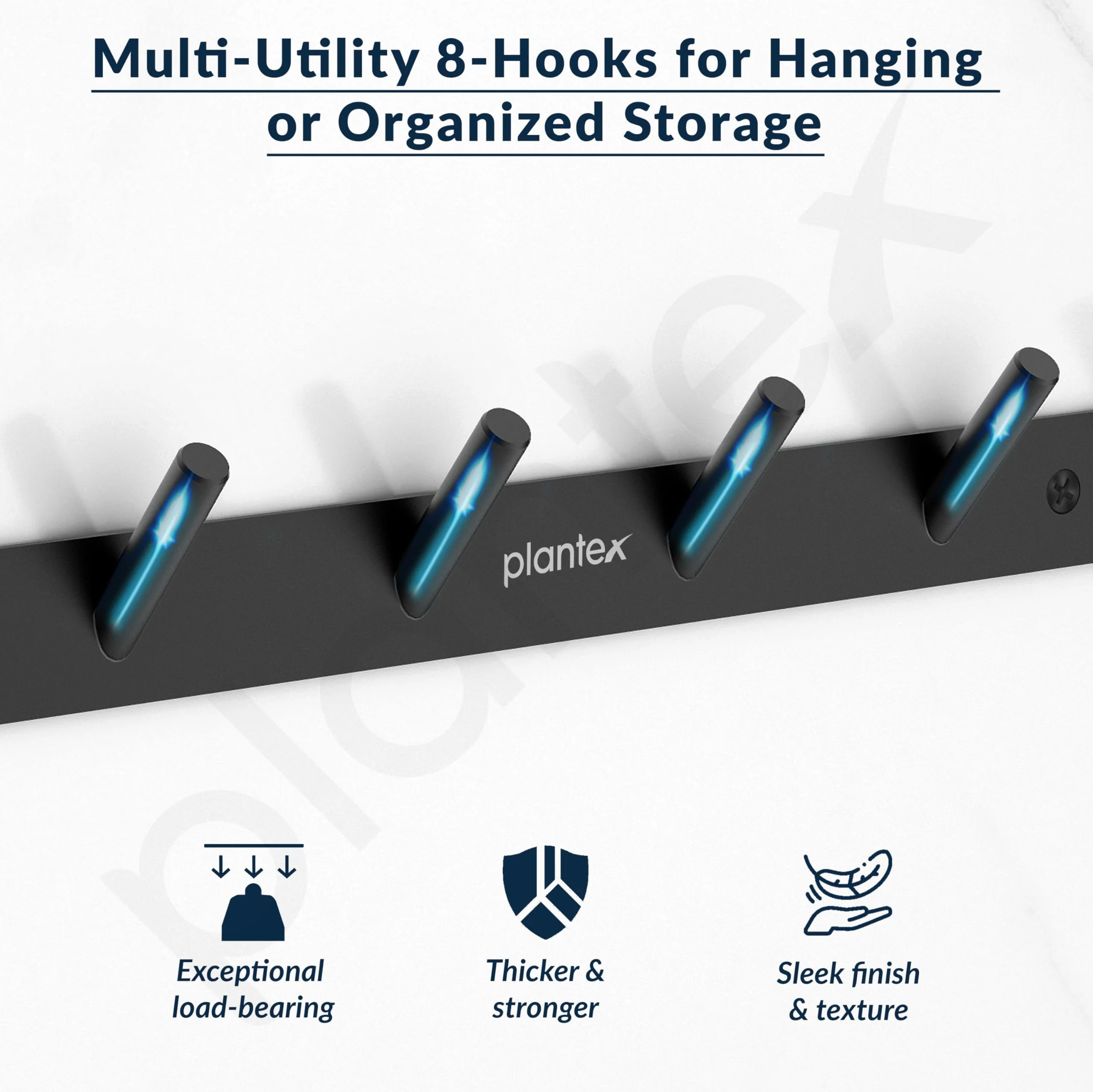 Plantex Wall Hooks for Hanging Cloth/Stainless Steel Towel Hangers/Bathroom Robe Hooks/Door Hangers/Round Wall Hook/Hook Rail for Hanging Keys - 6 Hooks (Pack of 1, Z-Black) - Image 6
