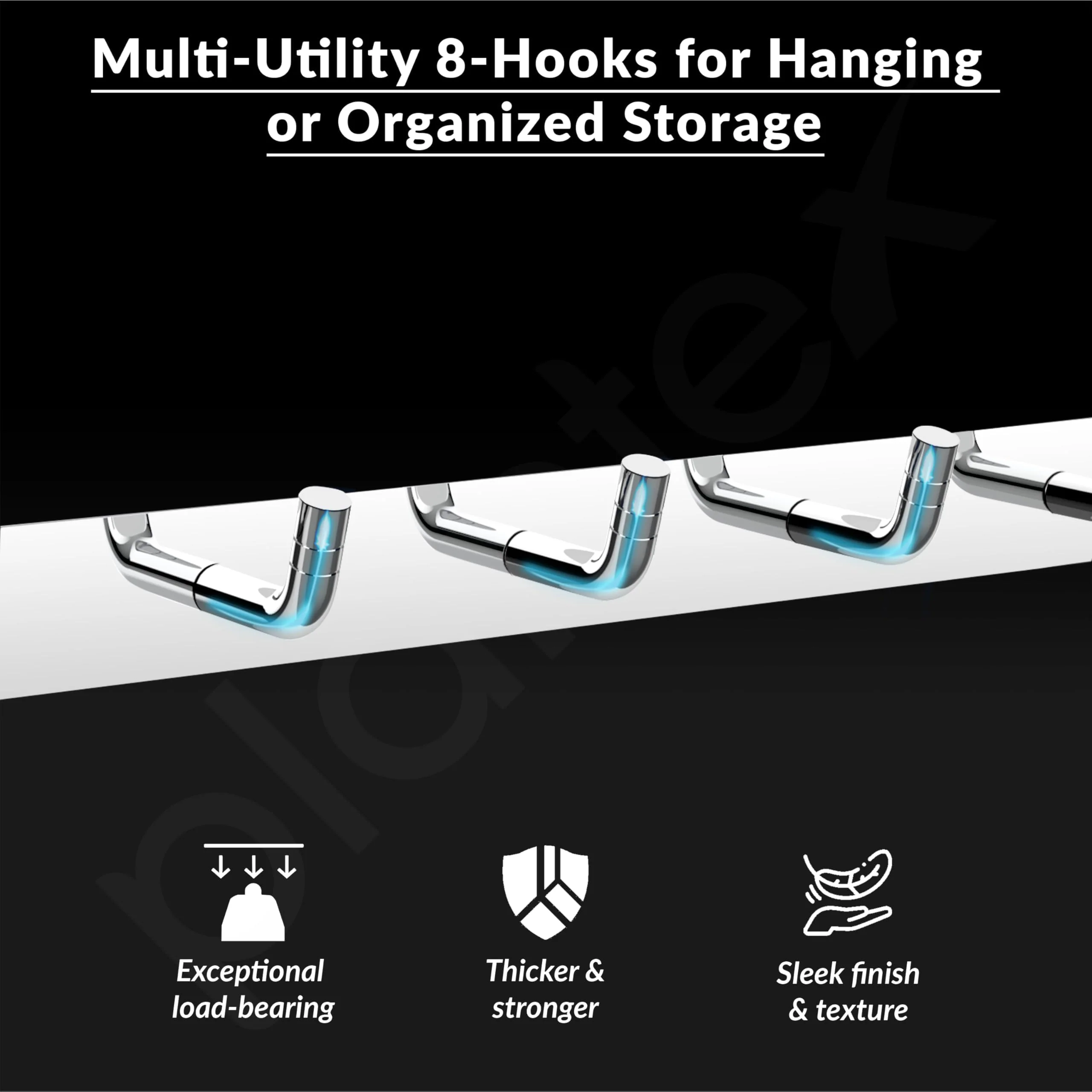 Plantex Wall Hooks for Hanging Cloth/Stainless Steel Towel Hangers/Bathroom Robe Hooks/Door Hangers/Wall Hook Rack/Hook Rail for Hanging Keys - 8 Hooks (Pack of 1, Chrome) - Image 4