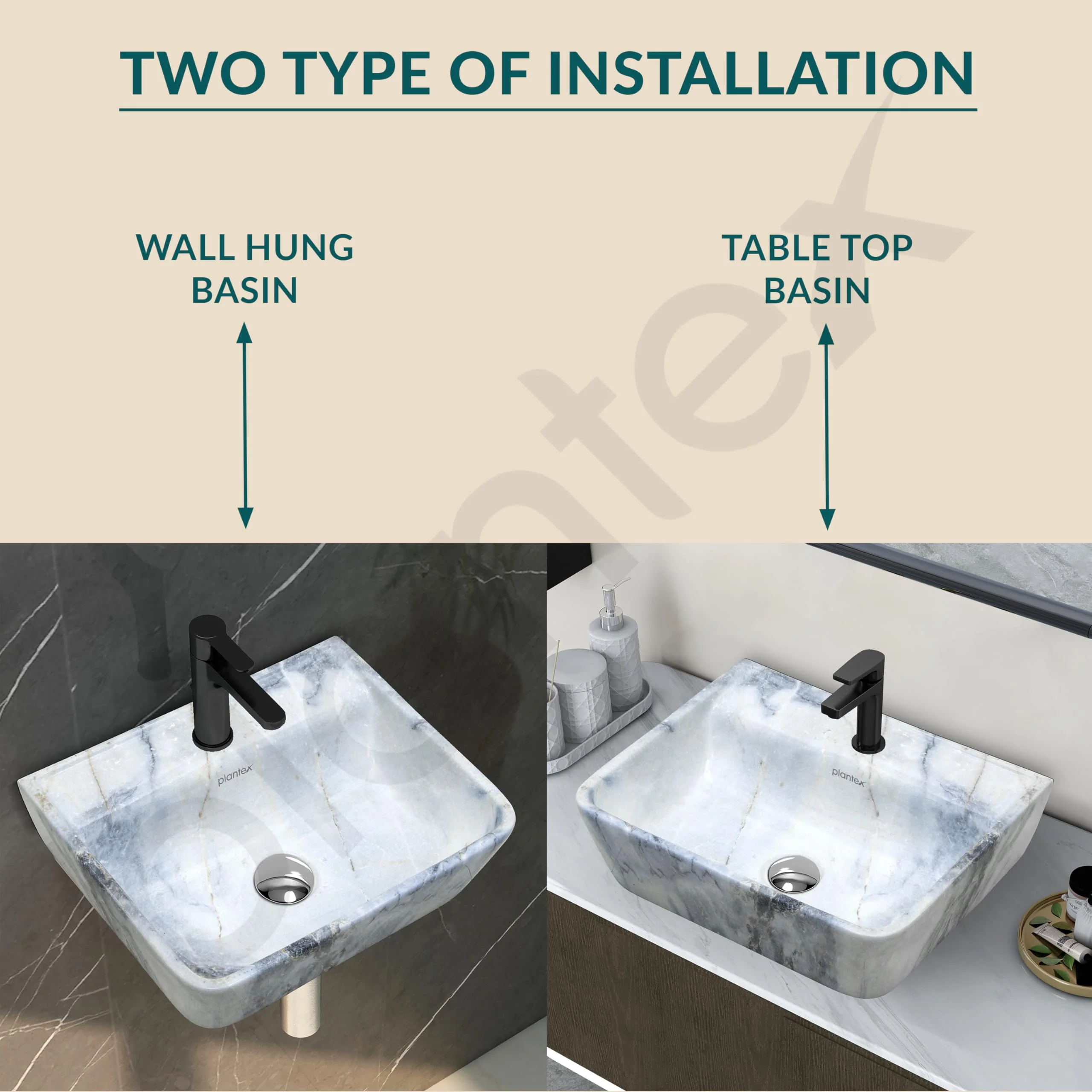 Plantex Wall Hung Wash Basin for Bathroom/Designer Ceramic Basin/Rectangle Countertop Washbasin for Home/Office (17 x 14 x 5 Inch) - Image 2