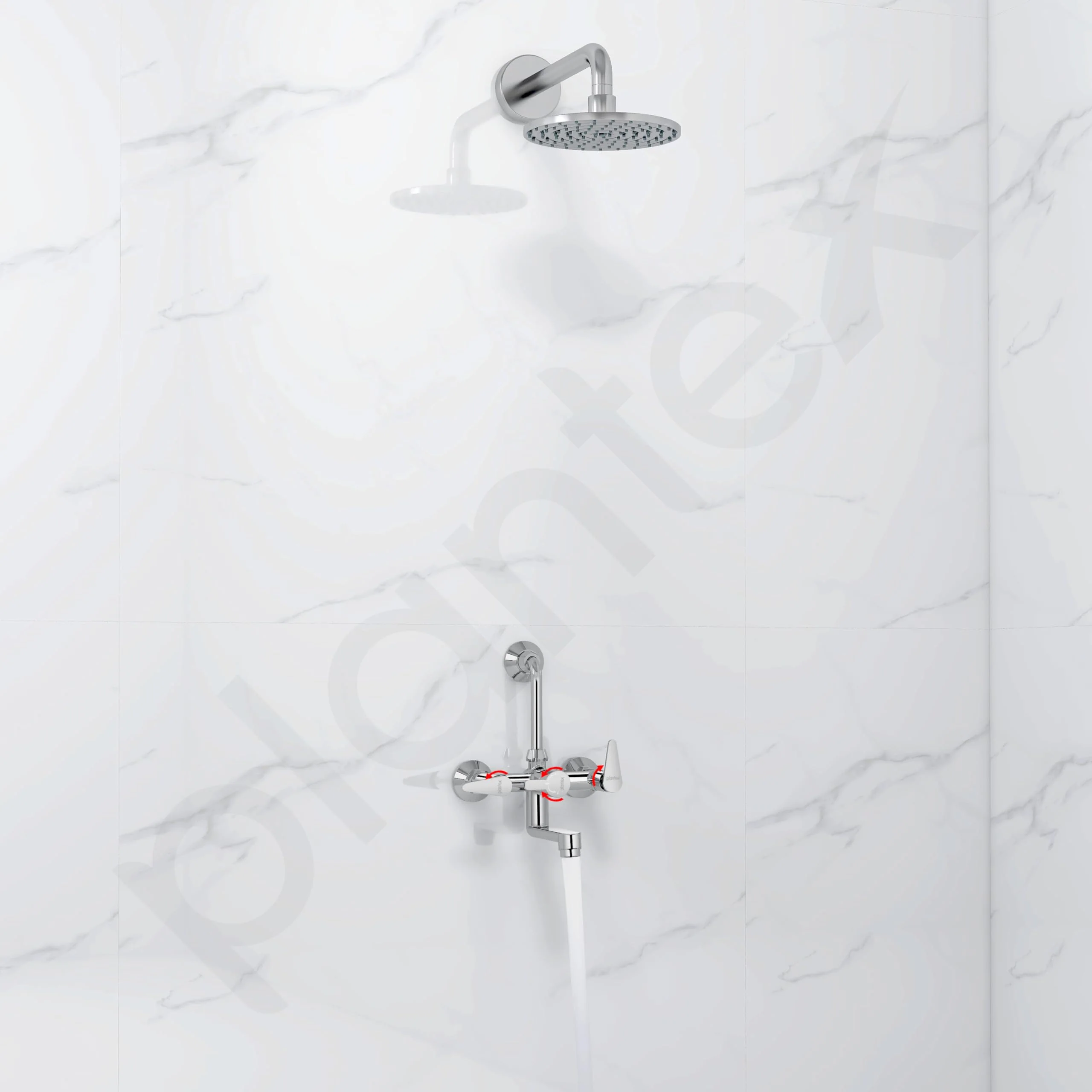 Plantex Wall Mixer for Bathroom 2 in 1 with L-Bend Connector for Overhead Shower/Tap Mixer/Water Saving Nozzle Tap - 7 Year Manufacturer's Warranty (LEA-718-Chrome) - Image 4