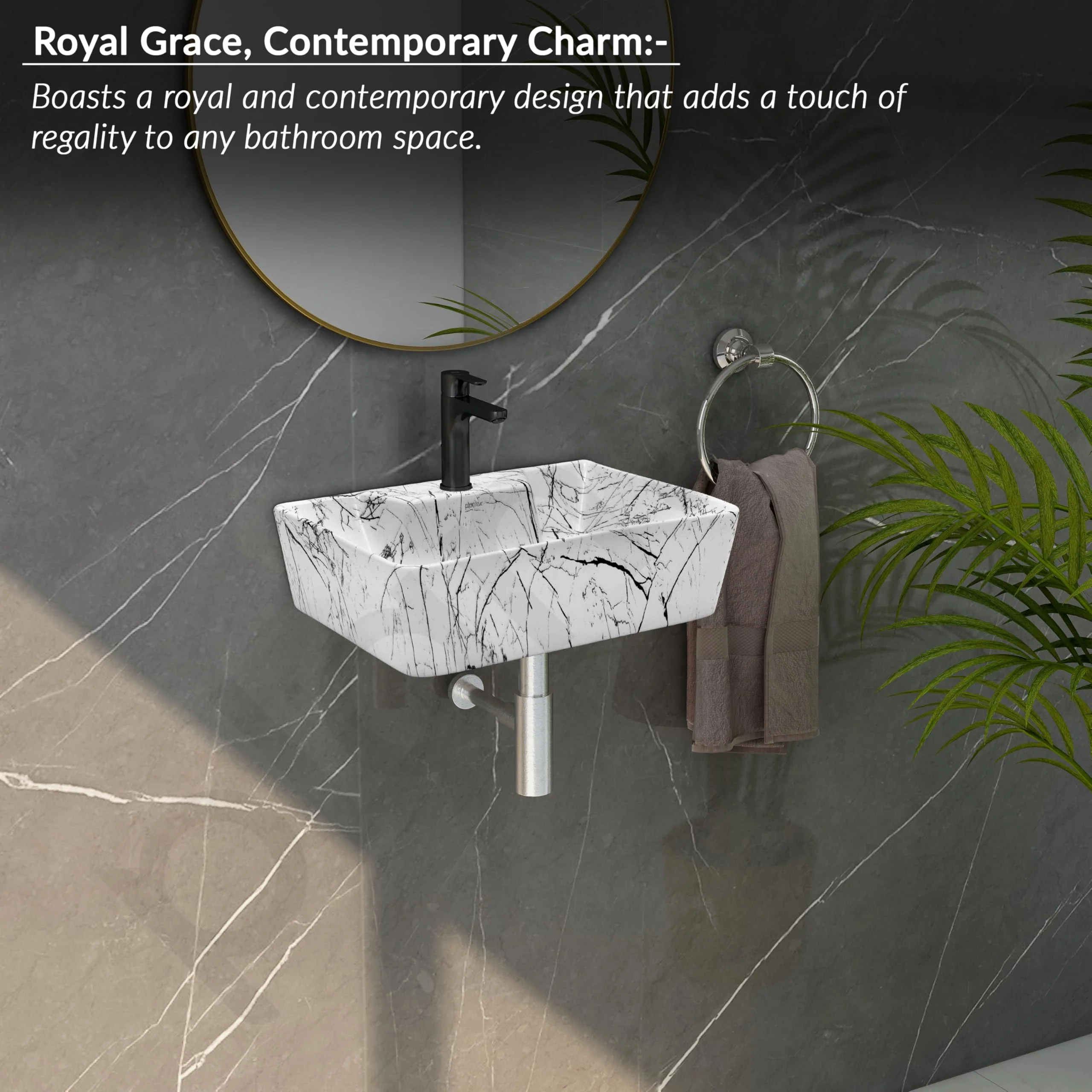 Plantex Wall Mounted Wash Basin for Bathroom/Designer Ceramic Washbasin/Rectangle Small Basin for Handwash/Home/Office (16 x 12 x 4.5 Inch) - Image 6