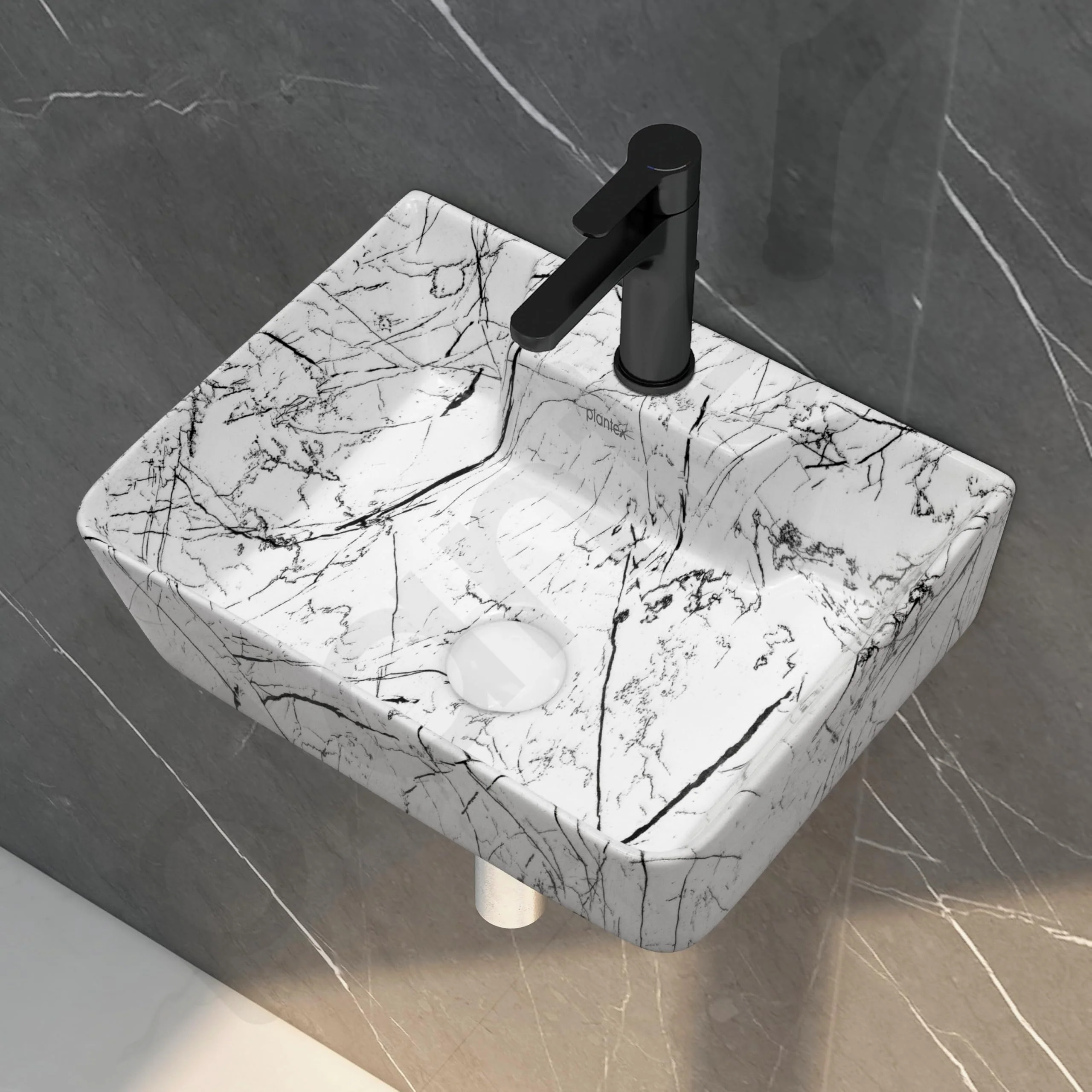 Plantex Wall Mounted Wash Basin for Bathroom/Designer Ceramic Washbasin/Rectangle Small Basin for Handwash/Home/Office (16 x 12 x 4.5 Inch) - Image 7