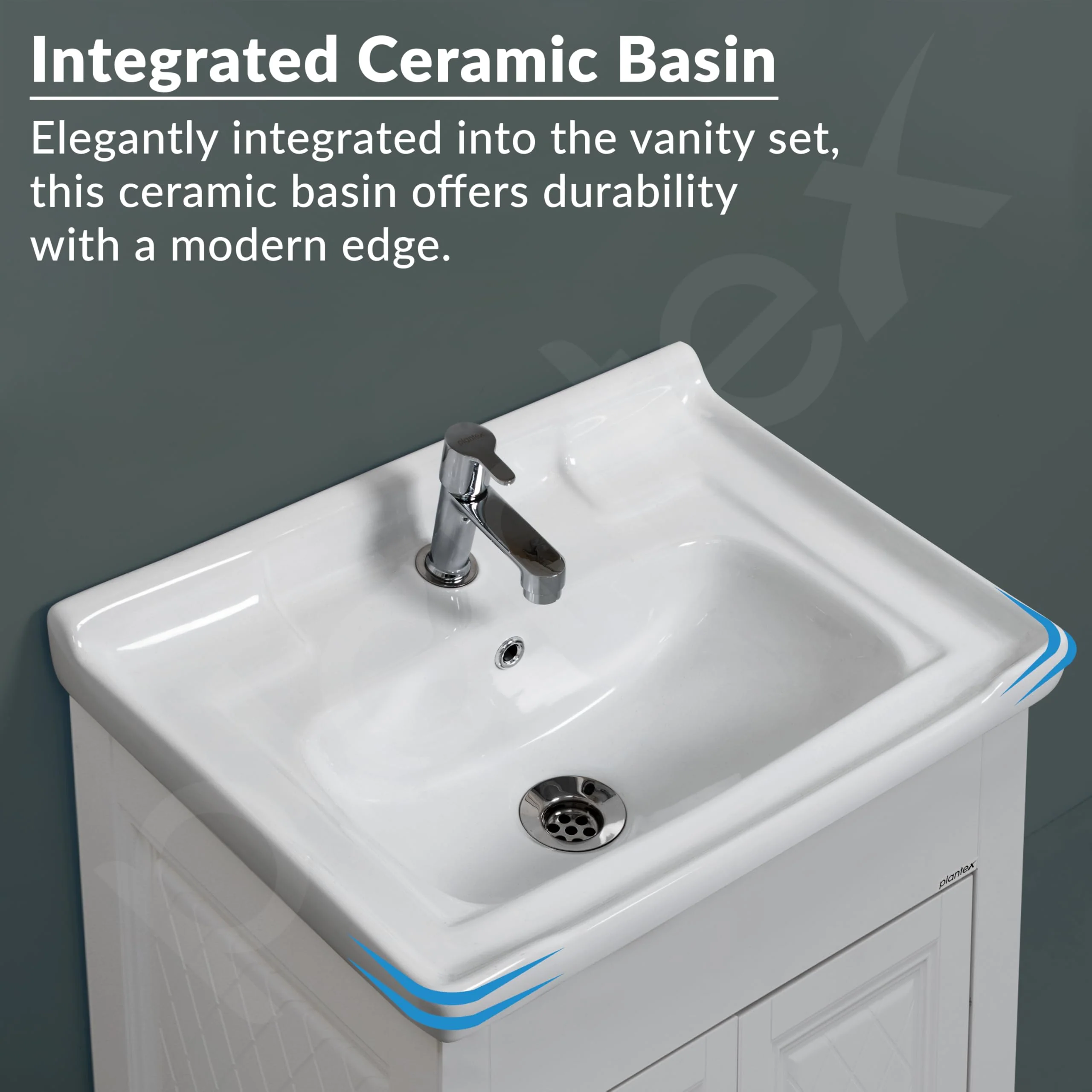 Plantex Wash Basin with Cabinet/Unbrekable Bathroom Vanity Cabinet & Washbasin Set/Basin Cabinet for Bathroom with Mirror (White) - Image 5