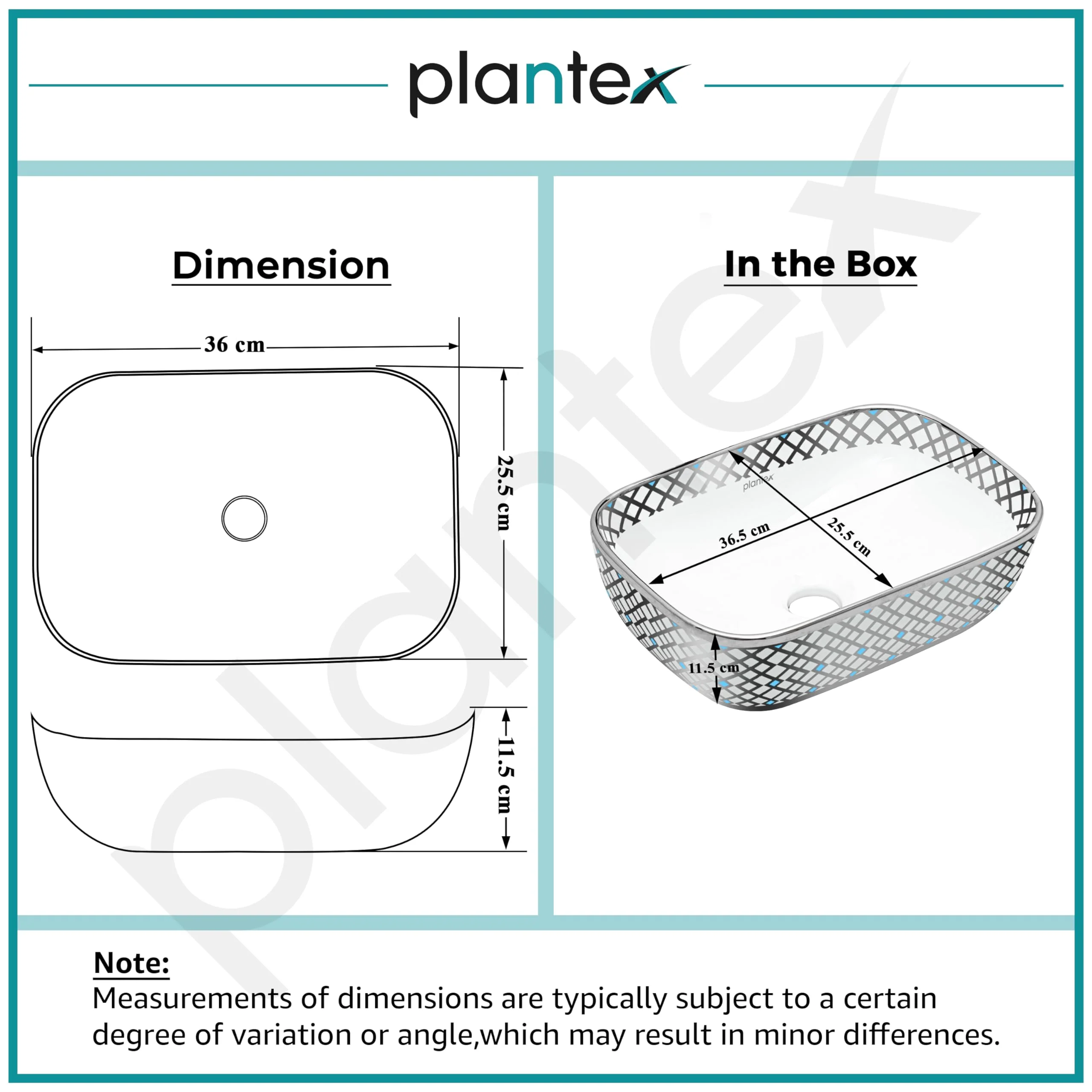 Plantex Washbasin For Bathroom/Tabletop Wash Basin/Countertop Wash Basin/Vessel Sink (EQTT-495, 14 x 10 x 5 Inch) - Image 2