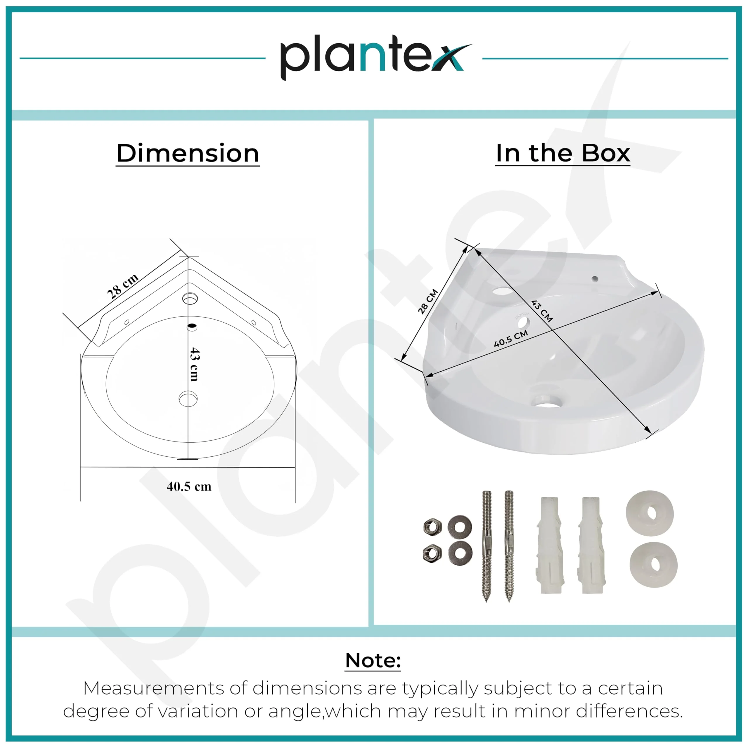 Plantex White Corner Wash Basin/Wall Mount Basin for Bathroom/Ceramic Tabletop Basin with 10 Years Glaze Warranty by Plantex/Small Corner Sink (Breva, 14.5 x 14.5 x 5 Inch) - Image 3