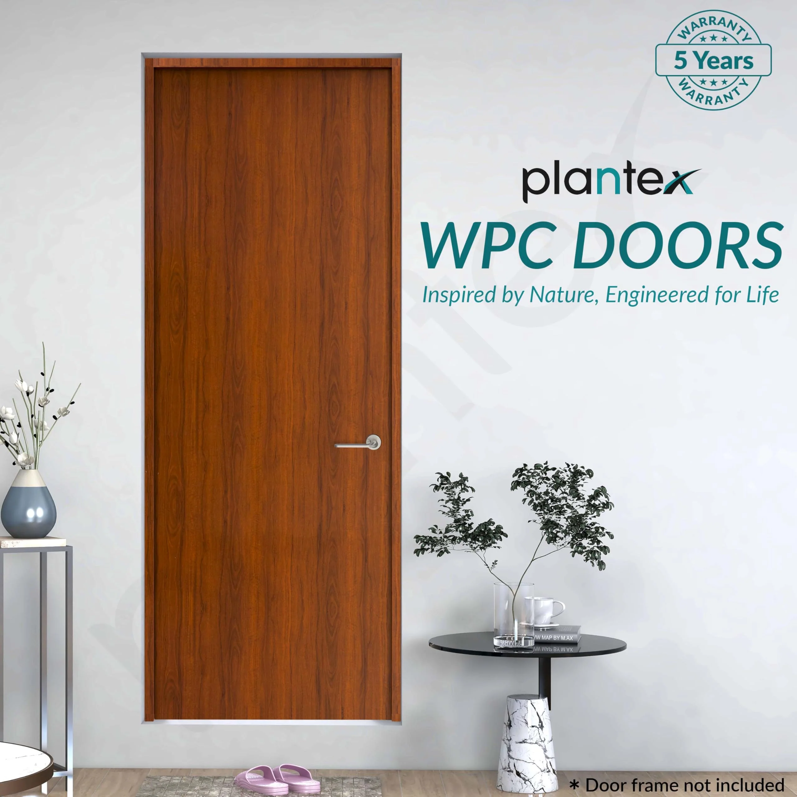 Plantex WPC Doors For Bathroom (25 Mm - Thickness)/Termiteproof Bathroom Door/2.25X6.5 Feet Wooden Finished Door For Home/Office/Kitchen, Density-600 (27X78 Inch, 19.5 Kg- Classic Wooden), Brown - Image 5