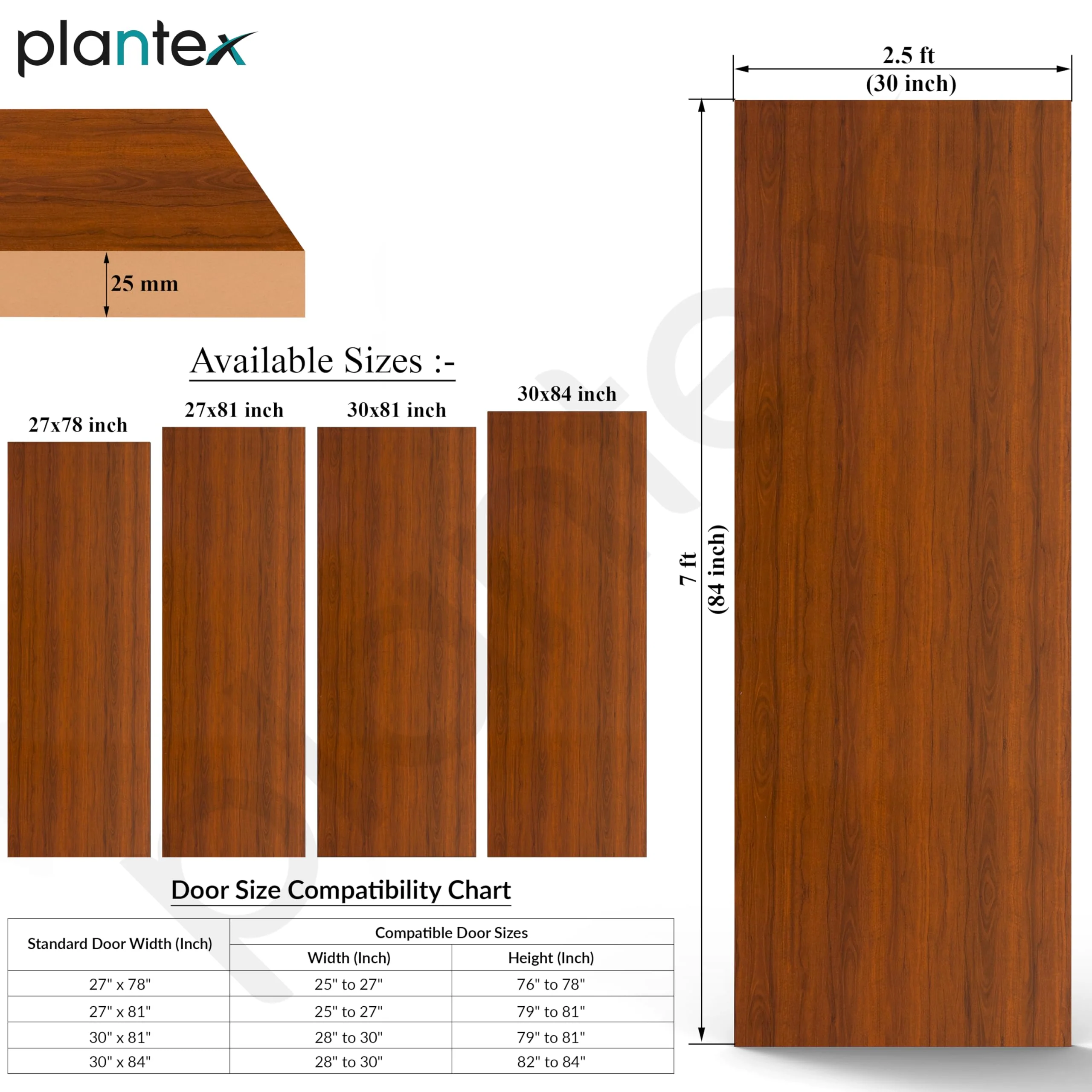 Plantex WPC Doors for Bathroom (25 mm - Thickness)/Waterproof Bathroom Door/2.5x7 Feet Wooden Finished Door for Home/Balcony/Office/Kitchen, Density-600 (30x84 inch,22 kg- Classic Wooden), Brown - Image 4