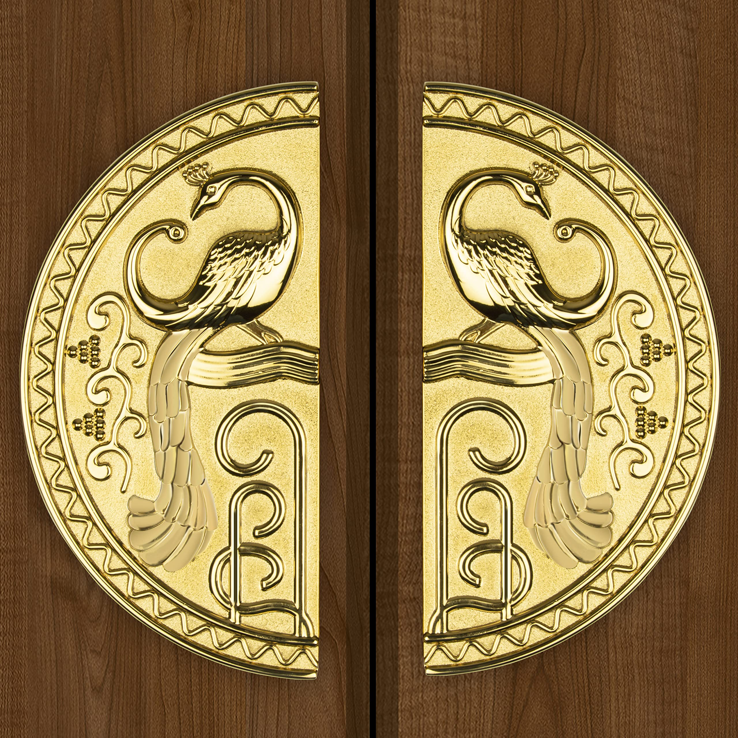 Plantex Zinc Heavy Duty Main Door Pull Handle - 8-Inches Round Shape for Glass & Wooden Doors (323 -PVD Gold Finish) - 3 Years Warranty - Image 5